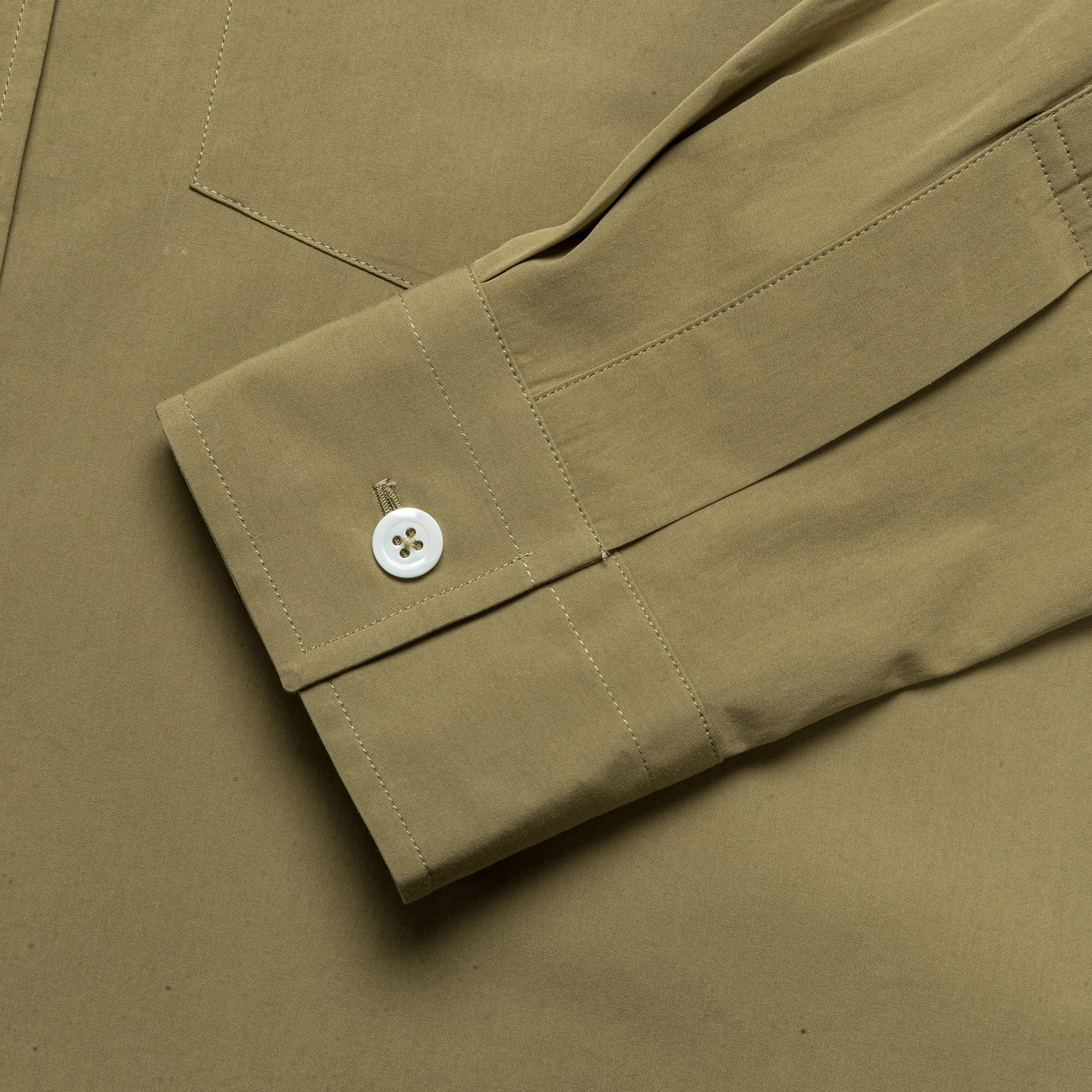 Monogram Shirt - Fine Cotton Poplin Warm Olive - Image 4