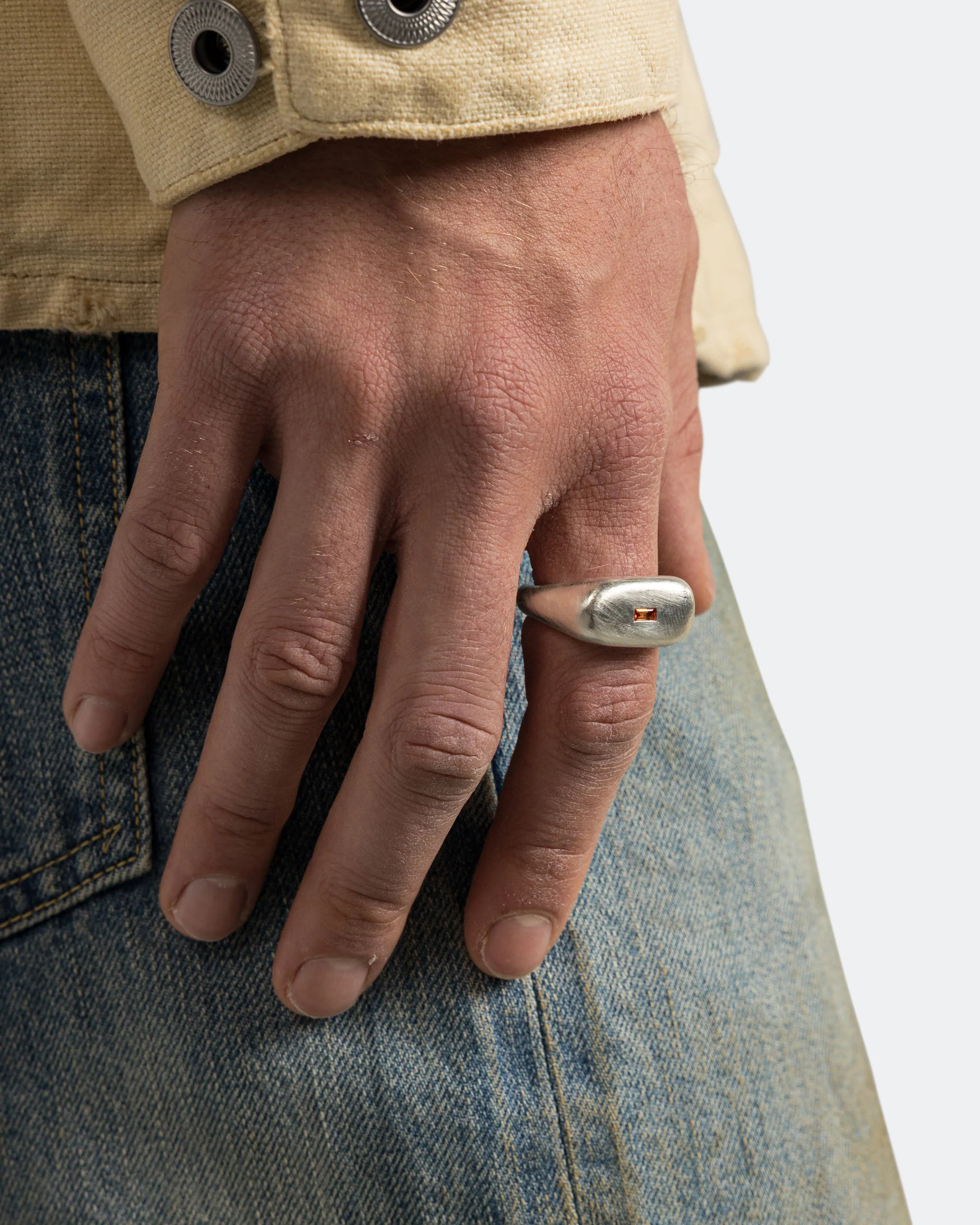 Museum Ring - 925 Silver/Orange Sapphire - Image 2