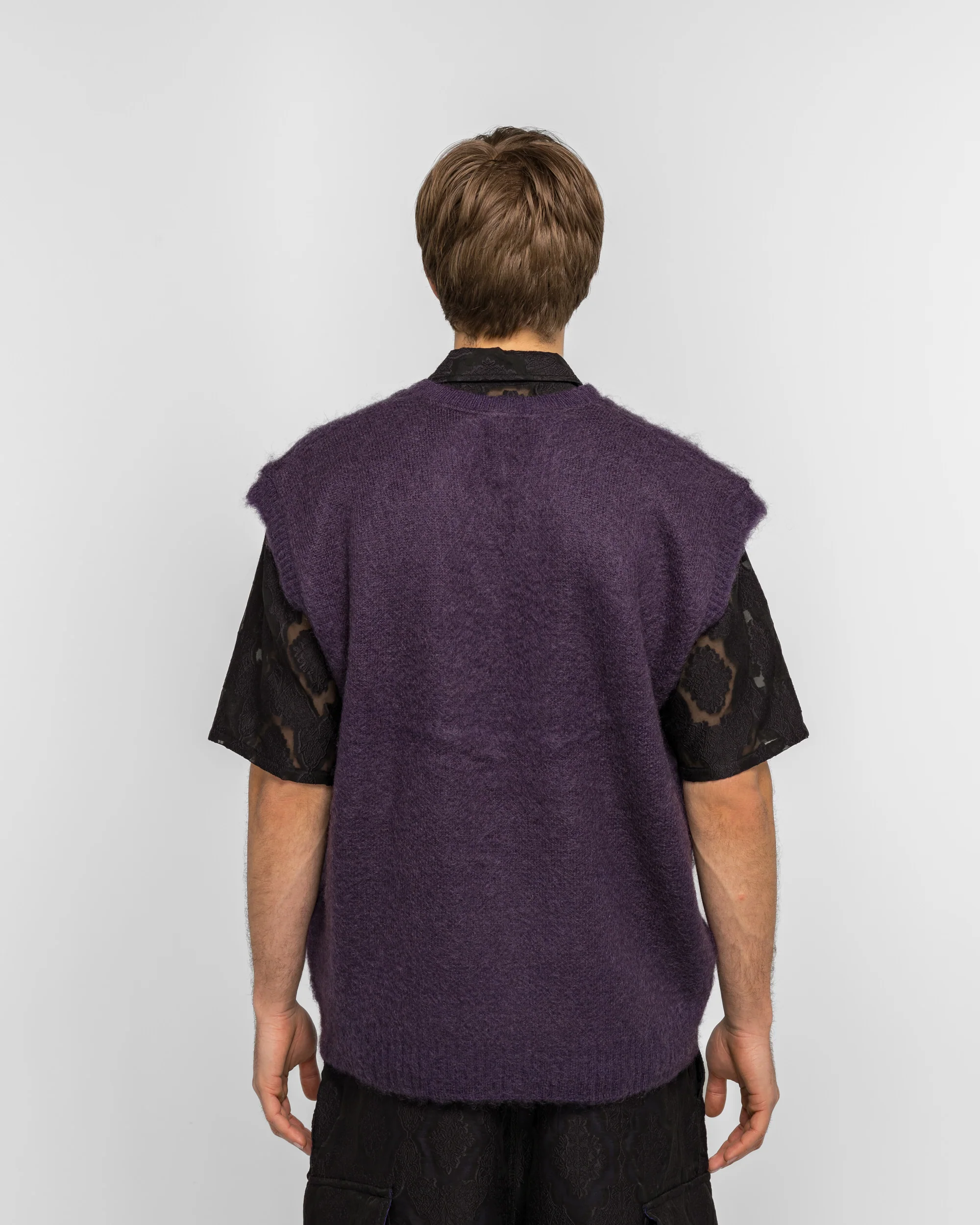 Mohair Knit Vest - Purple Solid - Image 4