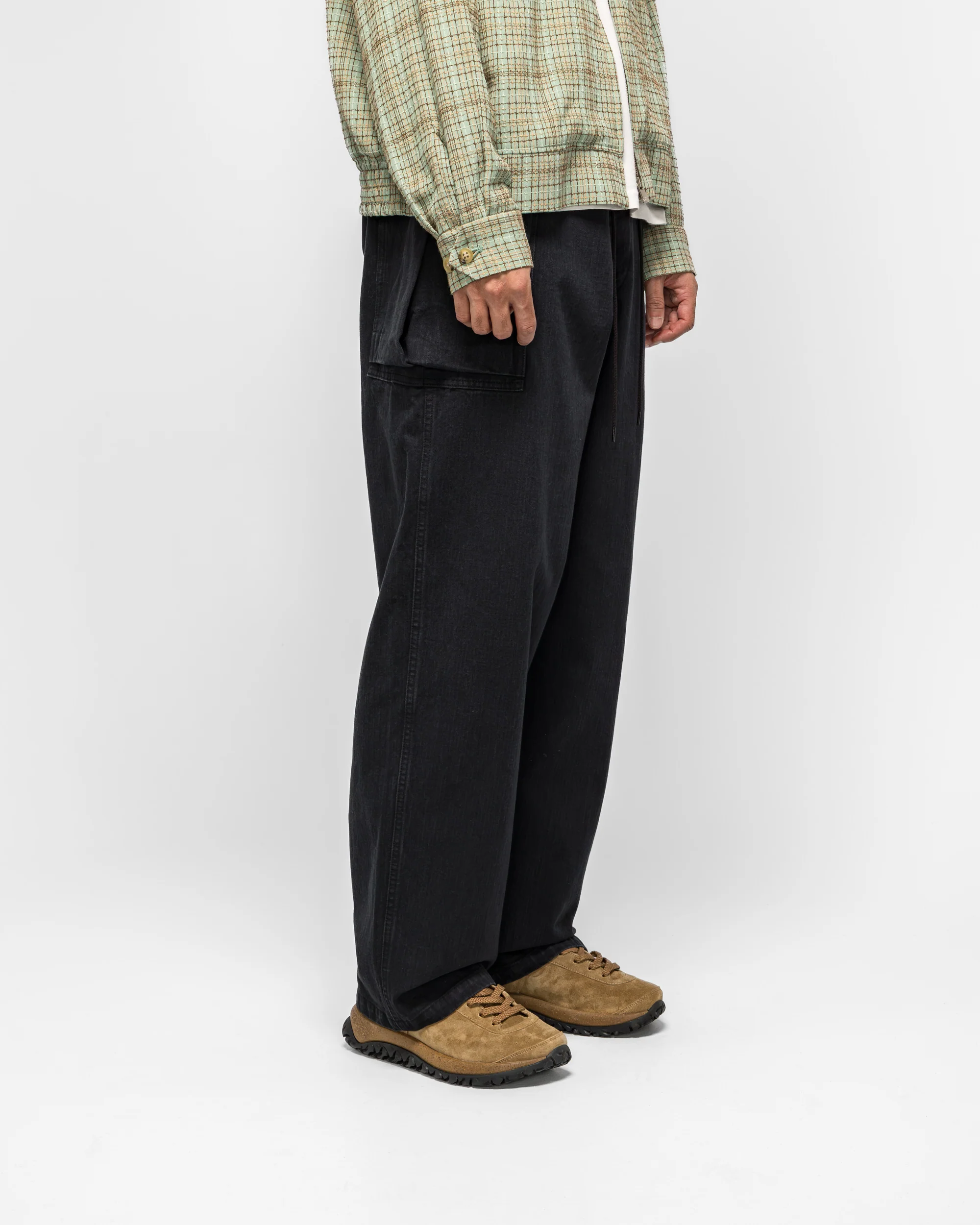 String Field Pant - Black Cotton Herringbone - Image 3