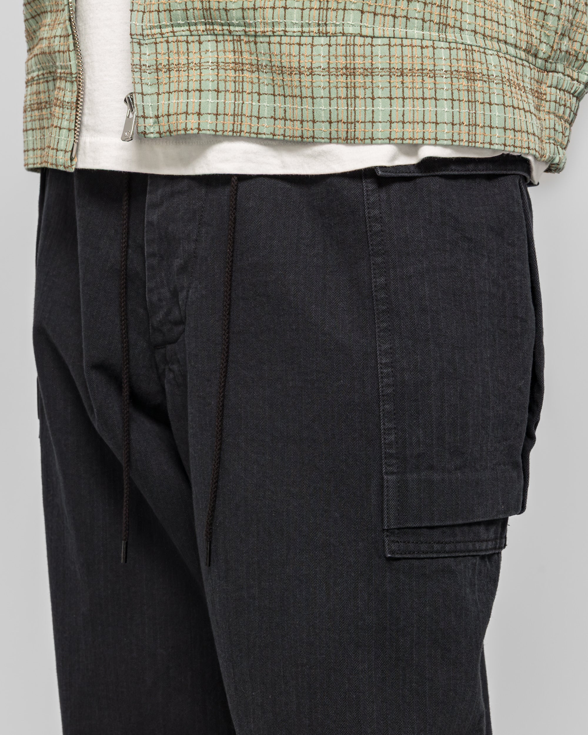 String Field Pant - Black Cotton Herringbone - Image 5