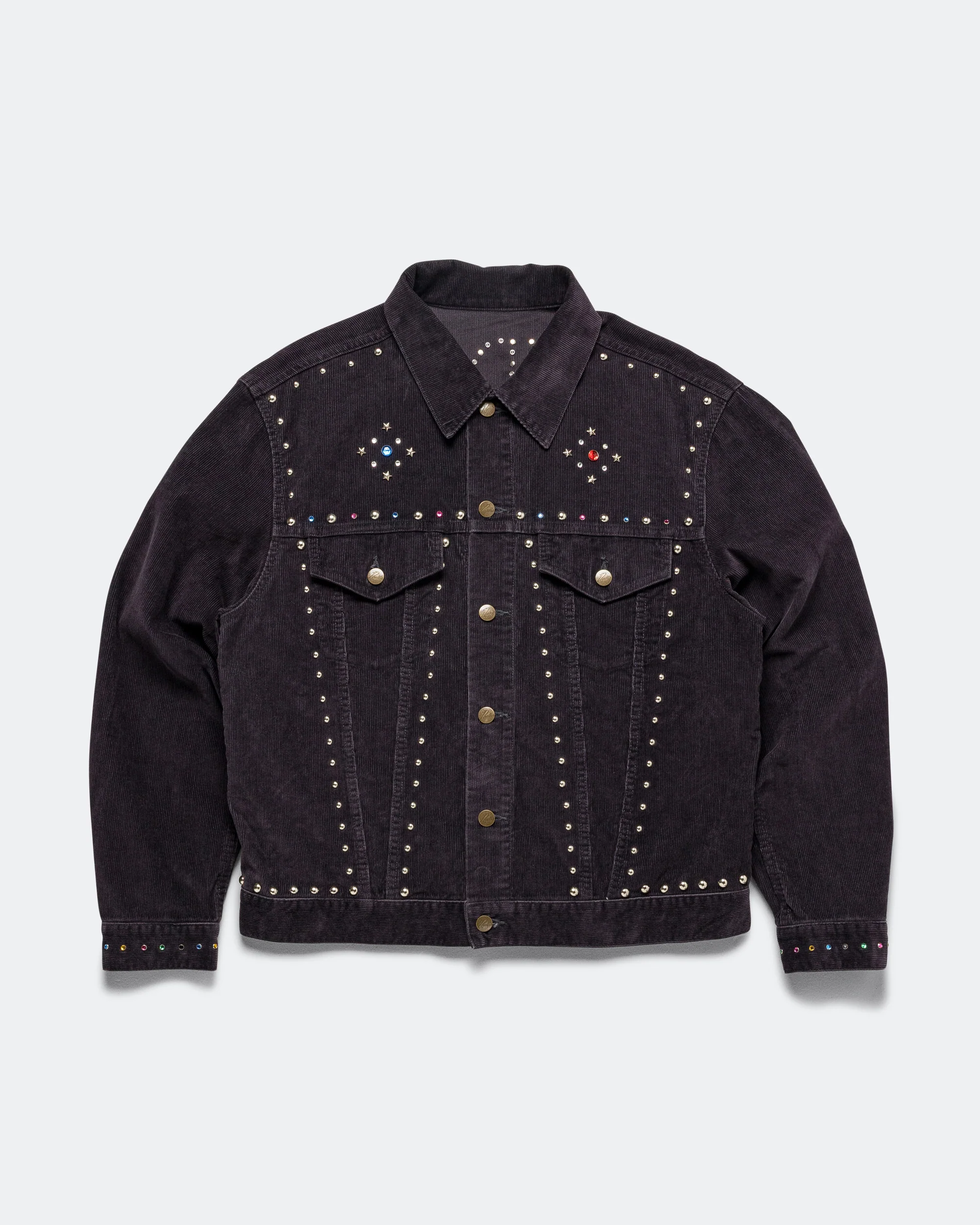 Studded Jean Jacket - Black 14W Corduroy