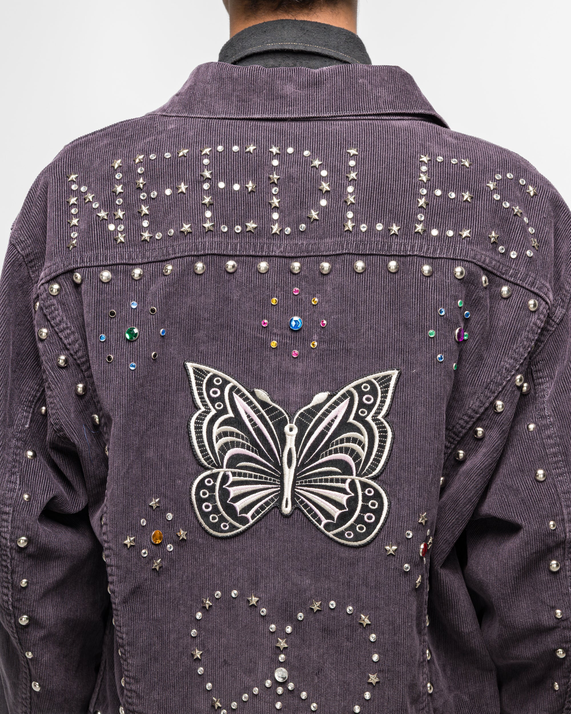 Studded Jean Jacket - Black 14W Corduroy - Image 5