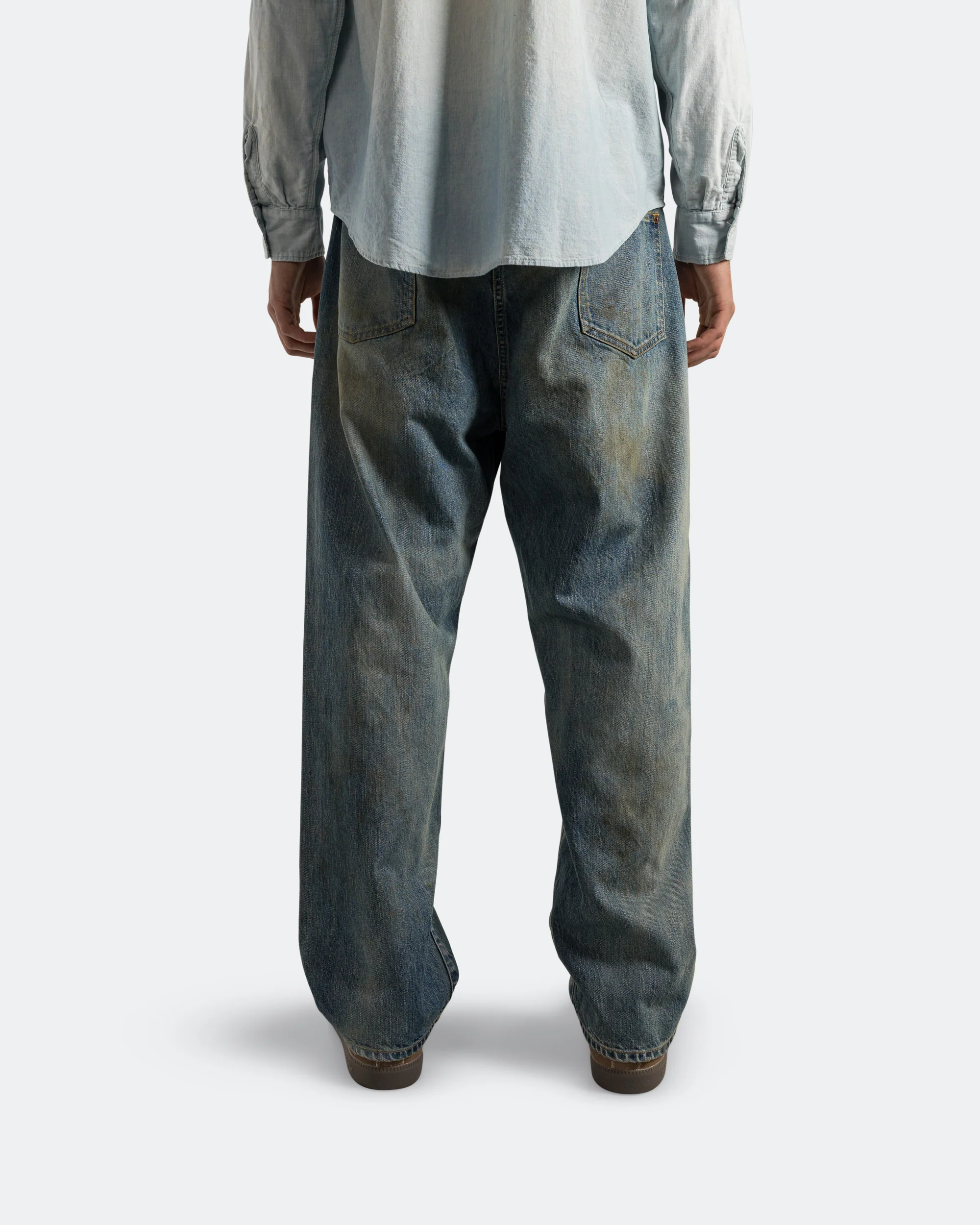 No.37 Washed Wide Denim Pants - Indigo - Image 4