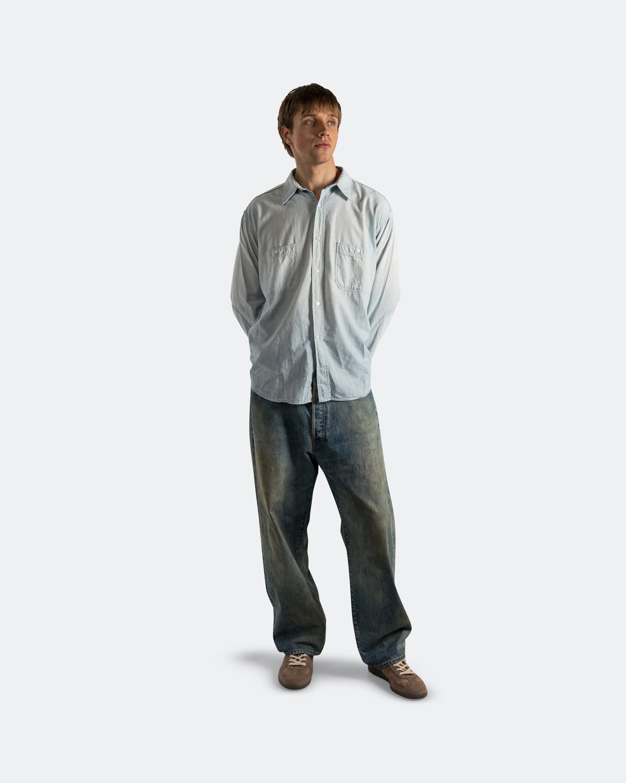 No.37 Washed Wide Denim Pants - Indigo - Image 7