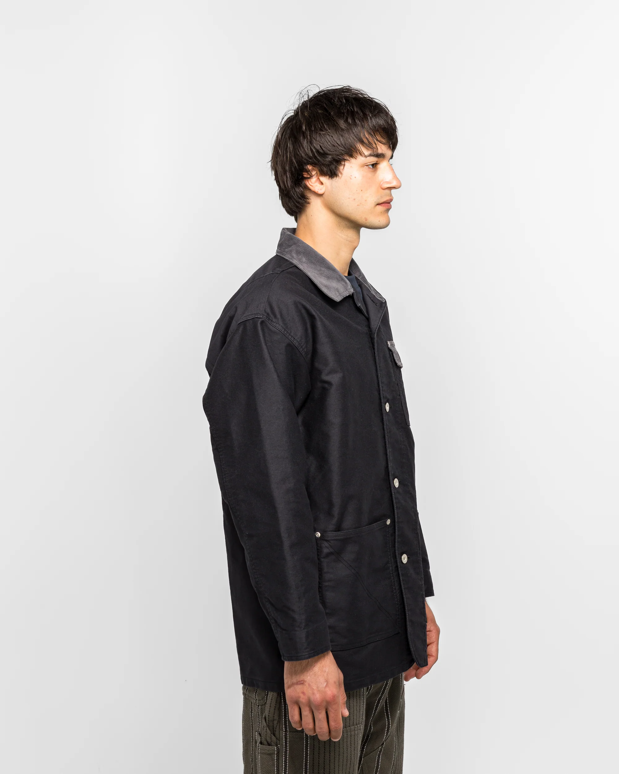 French Work Coverall Jacket - Black - Image 3