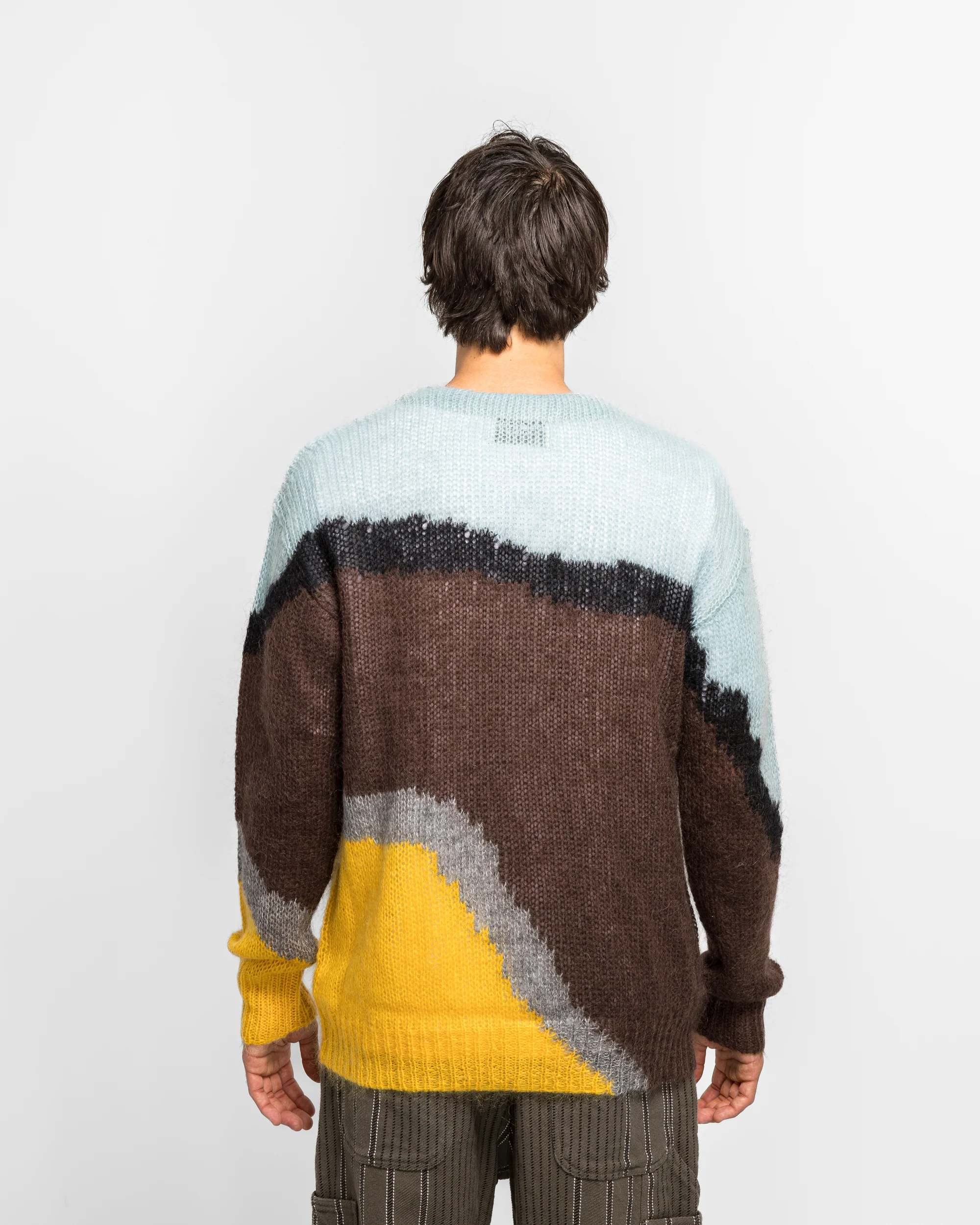 Multi-Colour Mohair Cardigan - Brown/Light Blue - Image 4