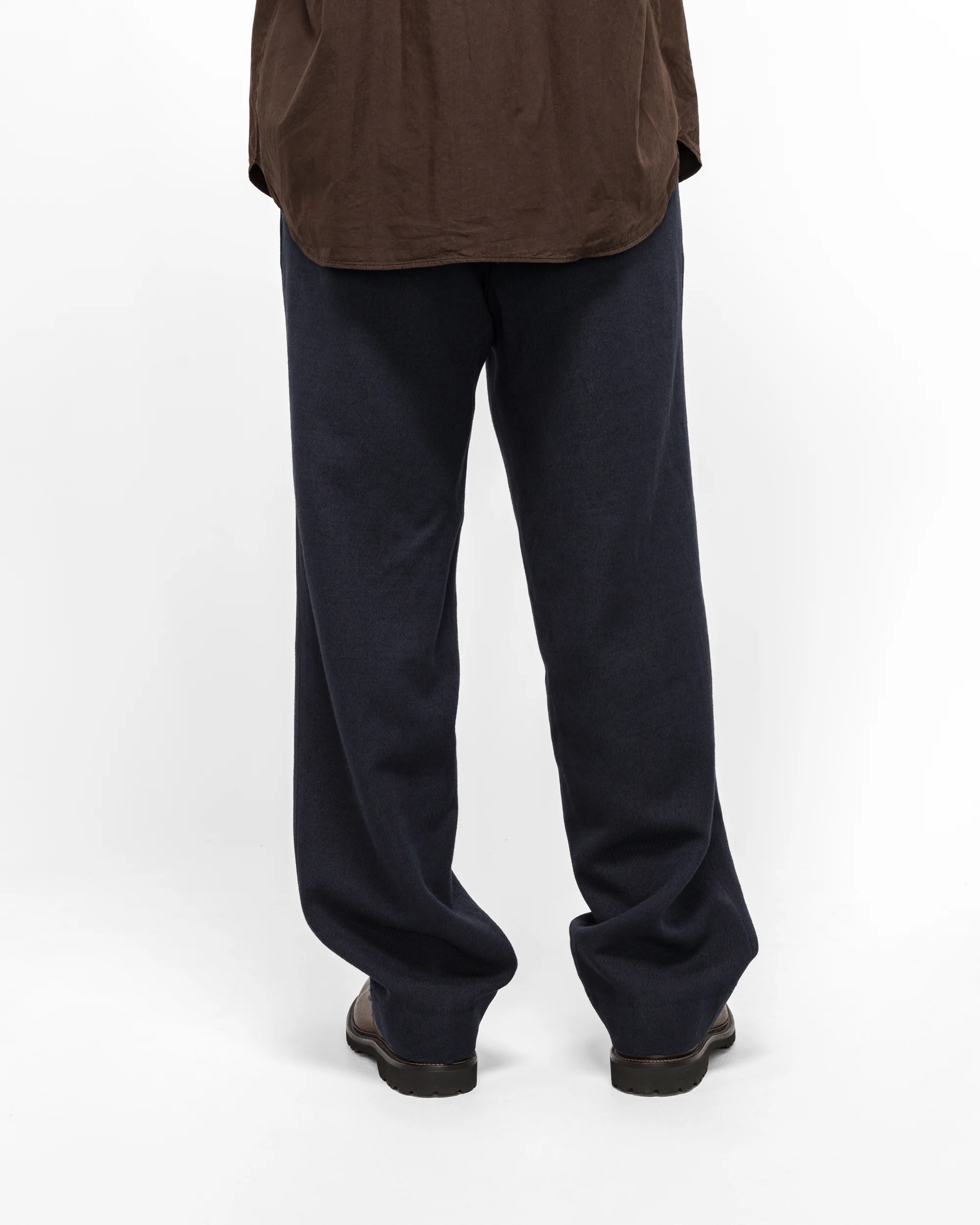 Benn Relaxed Cavalry Cotton Wool Pleated Trouser - Dark Navy - Image 4