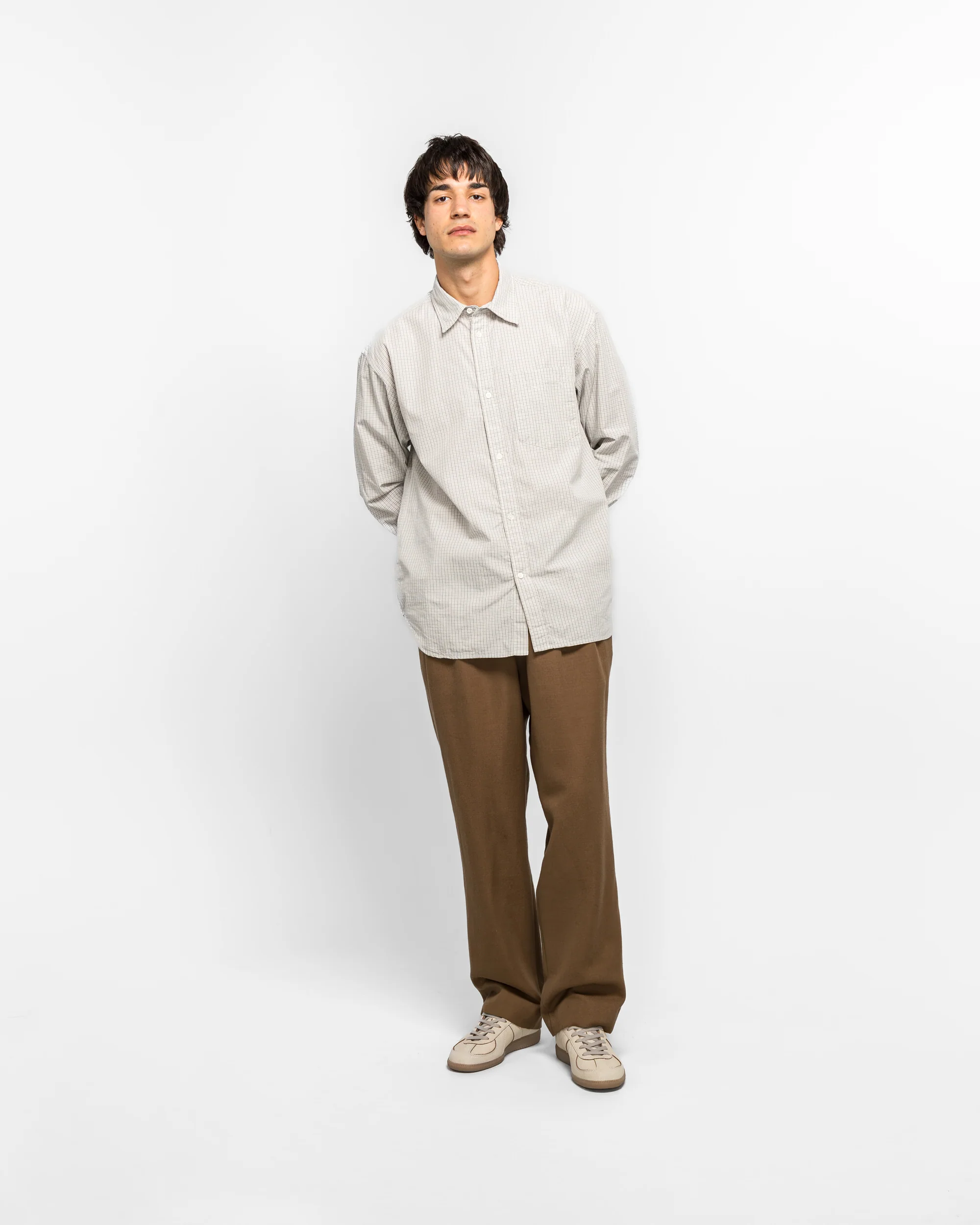Benn Relaxed Cavalry Cotton Wool Pleated Trouser - Oak - Image 5
