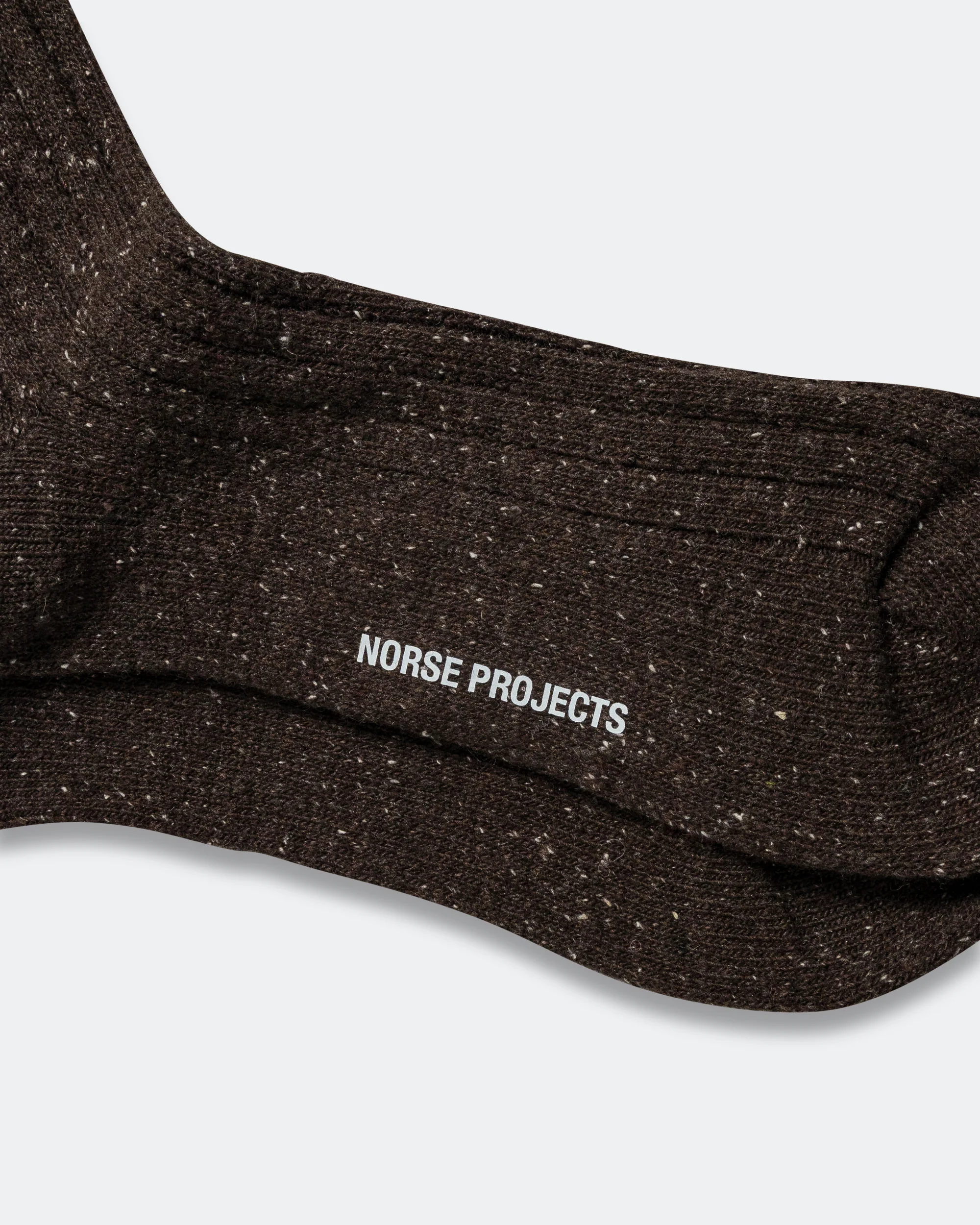 Bjarki Neps Wool Rib Sock - Seal Brown - Image 4