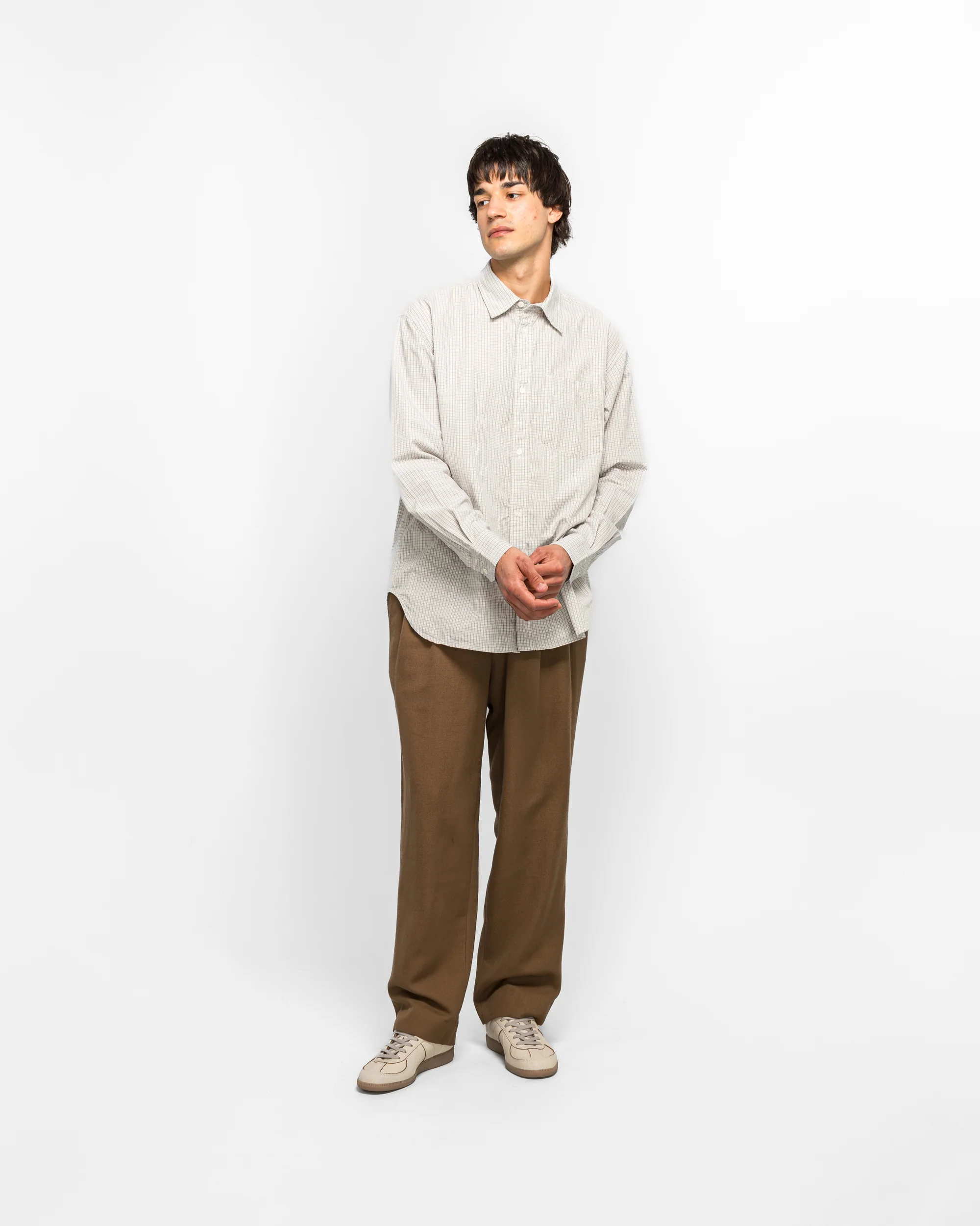 Ole Oversize Poplin Check Shirt - Oatmeal - Image 5