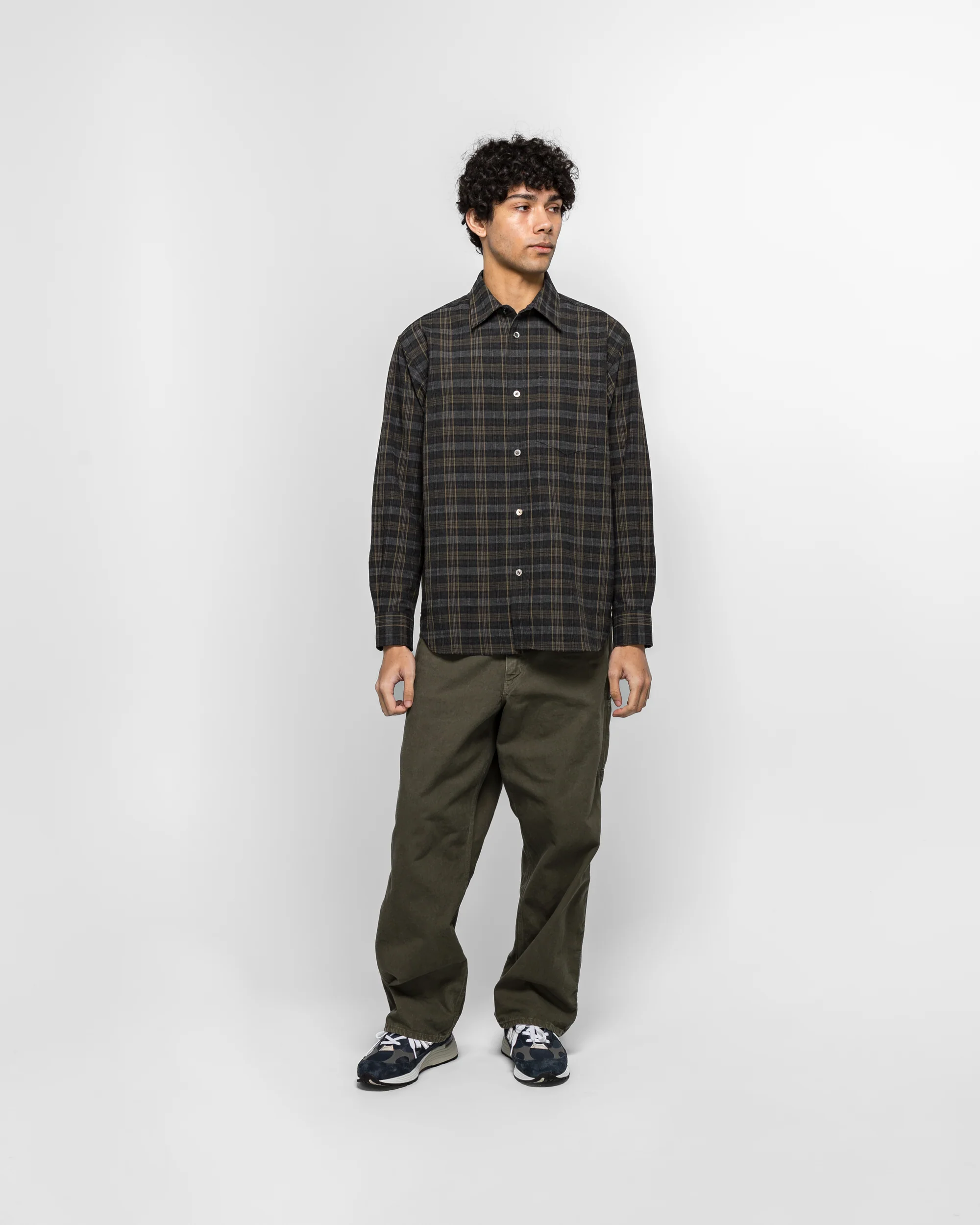 Ole Oversize Wool Check Shirt - Charcoal Grey - Image 5