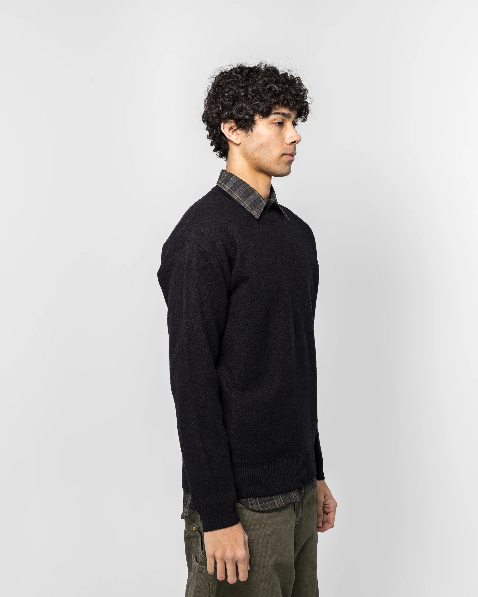 Rom Boiled Wool Crewneck - Dark Navy - Image 3