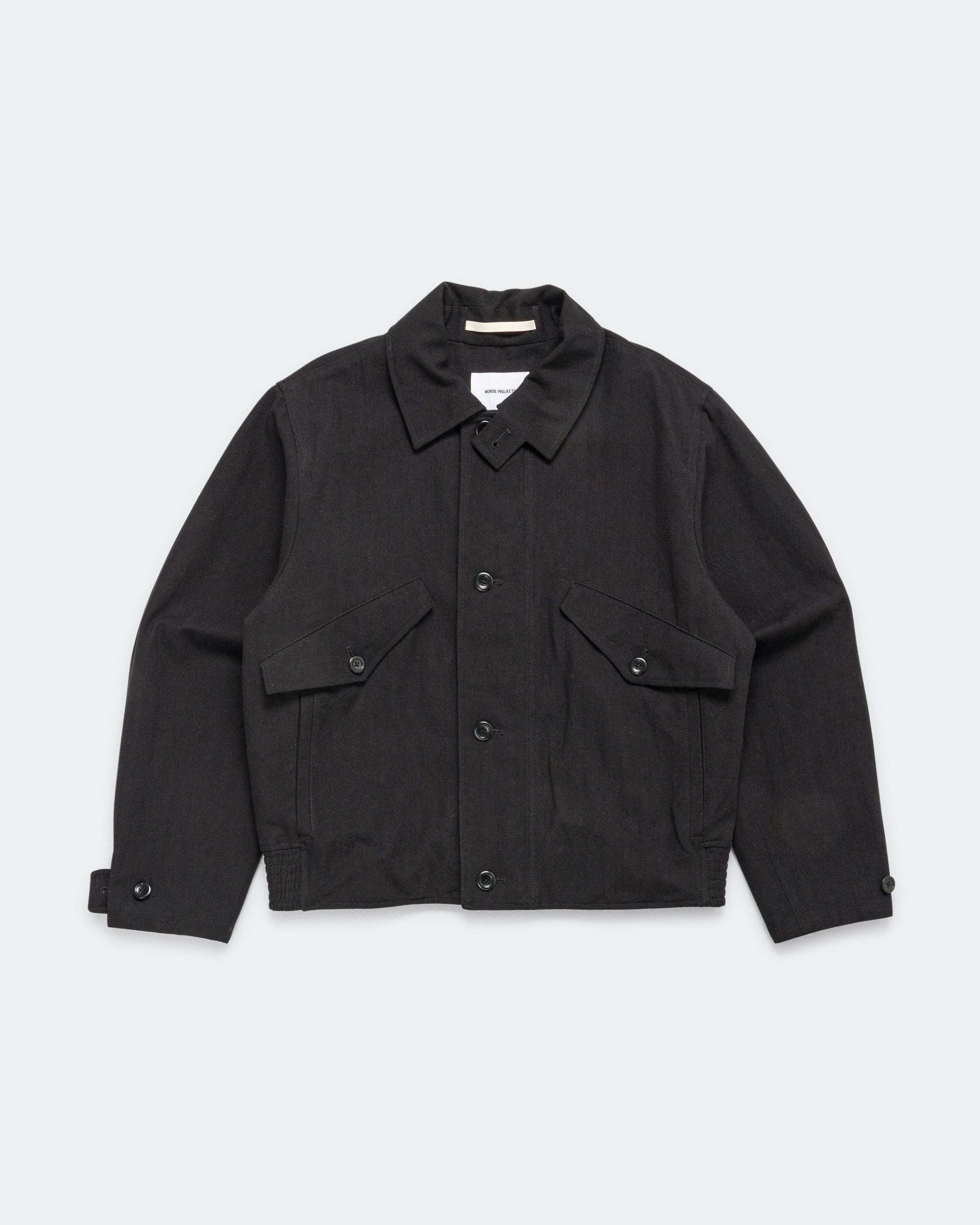 Vandel Herringbone Twill Flight Jacket - All Black