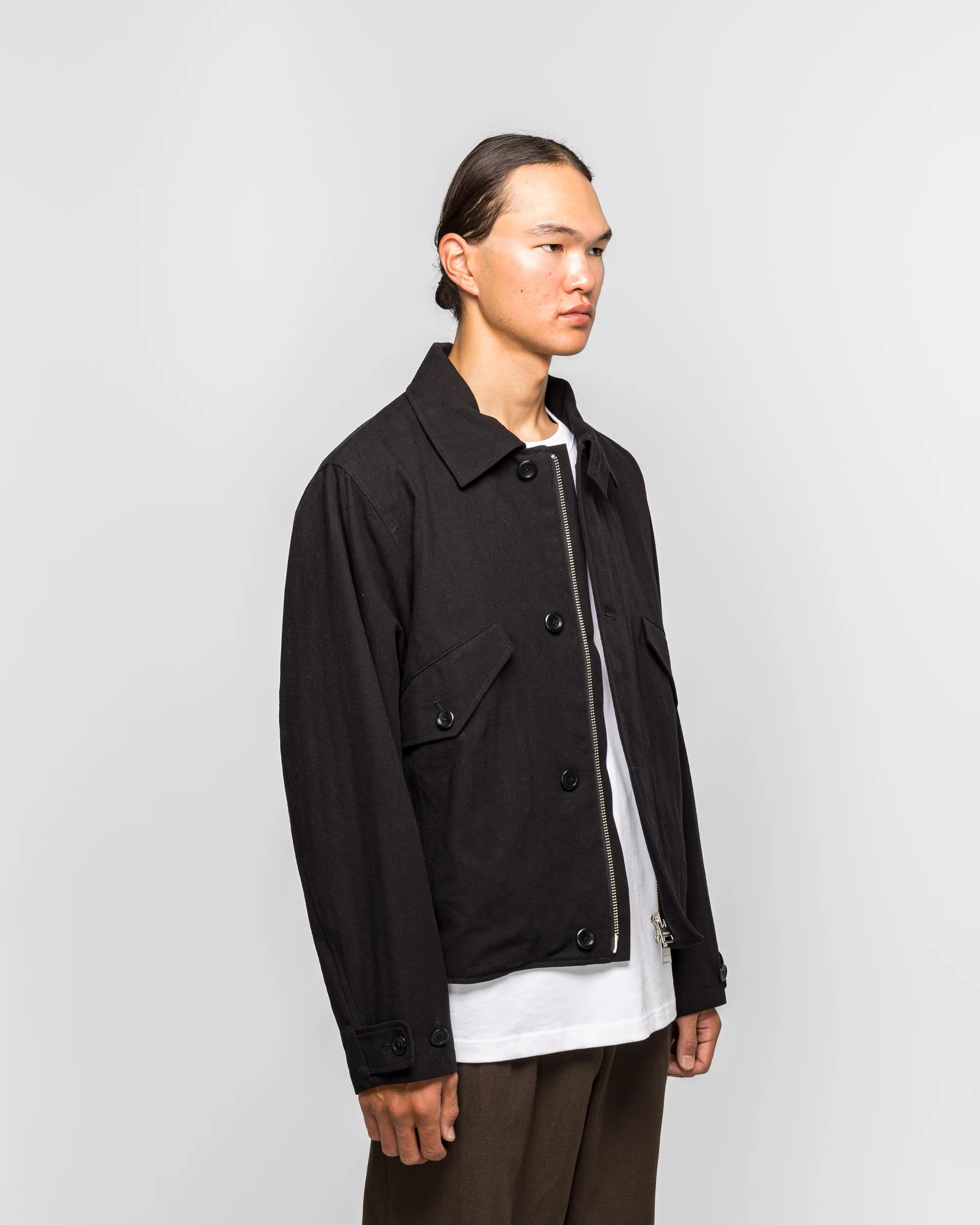 Vandel Herringbone Twill Flight Jacket - All Black - Image 3
