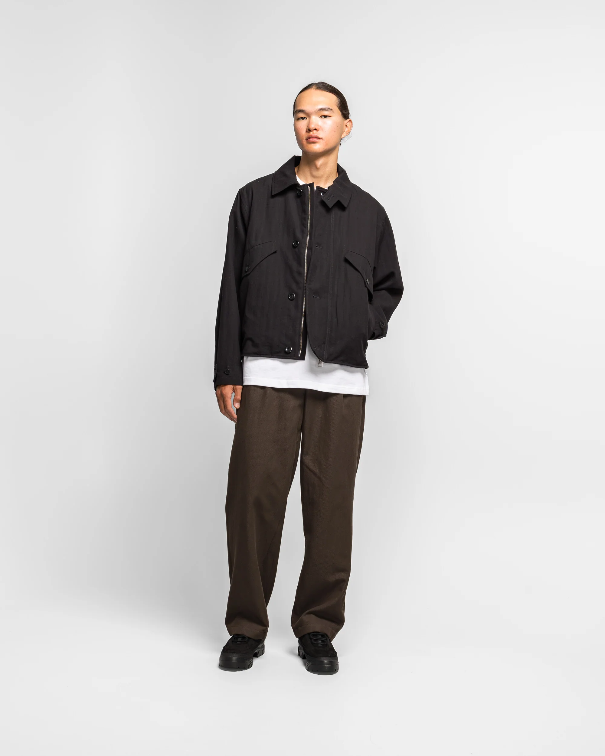 Vandel Herringbone Twill Flight Jacket - All Black - Image 6