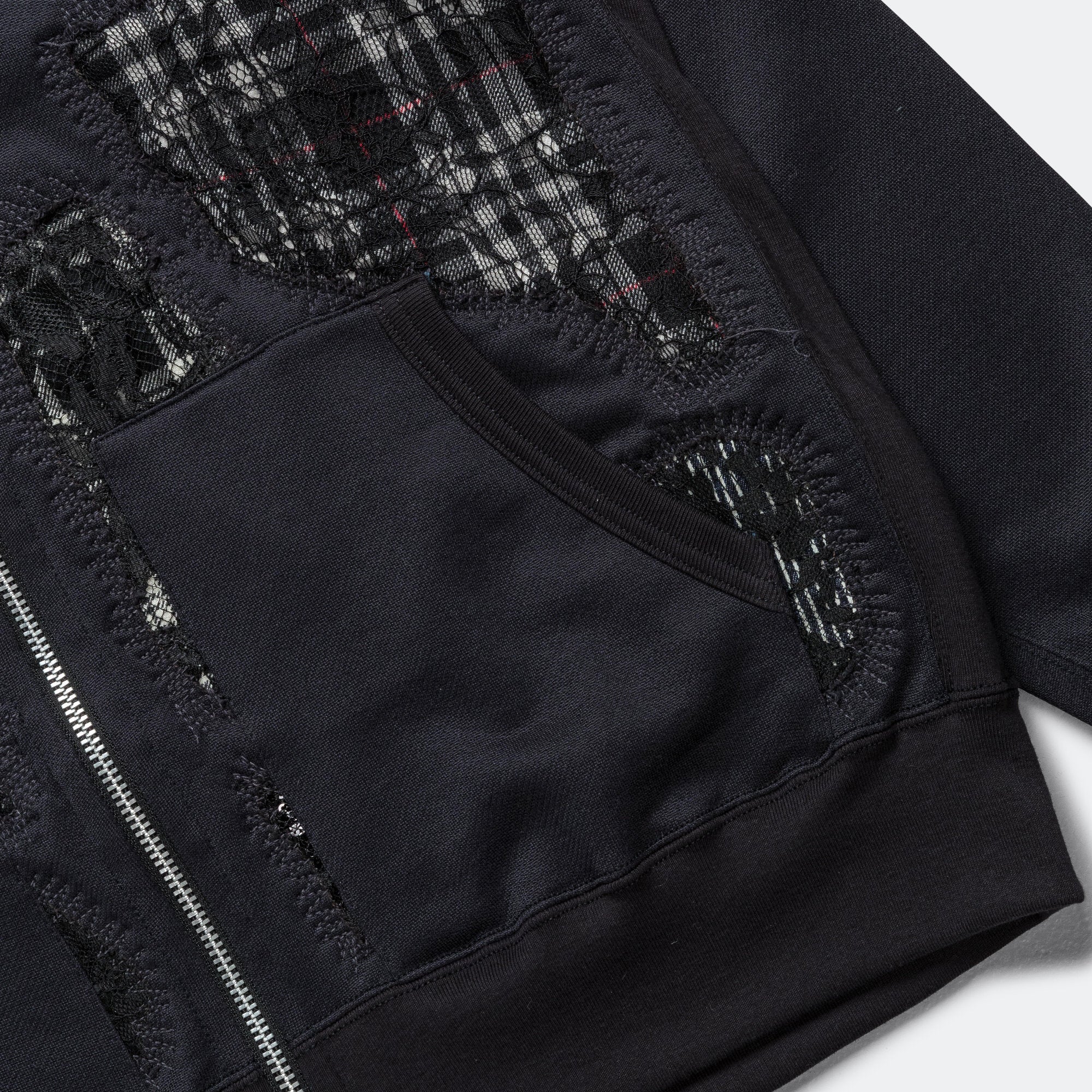 Nylon Cotton French Terry x Multi Fabrics Patchwork Jacket - Grey/Mix - Image 4
