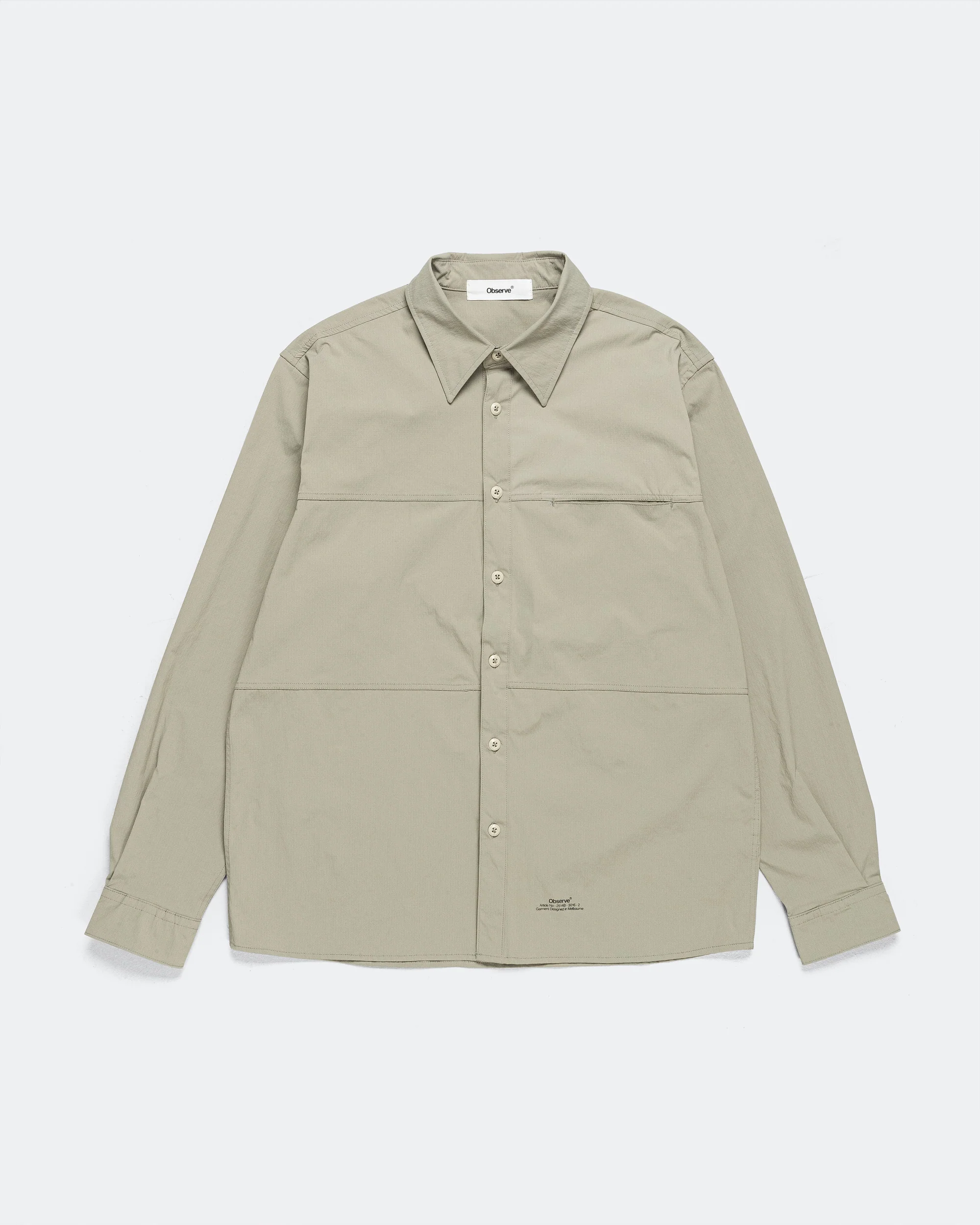 Crinkled Ripstop Panel Shirt - Sage