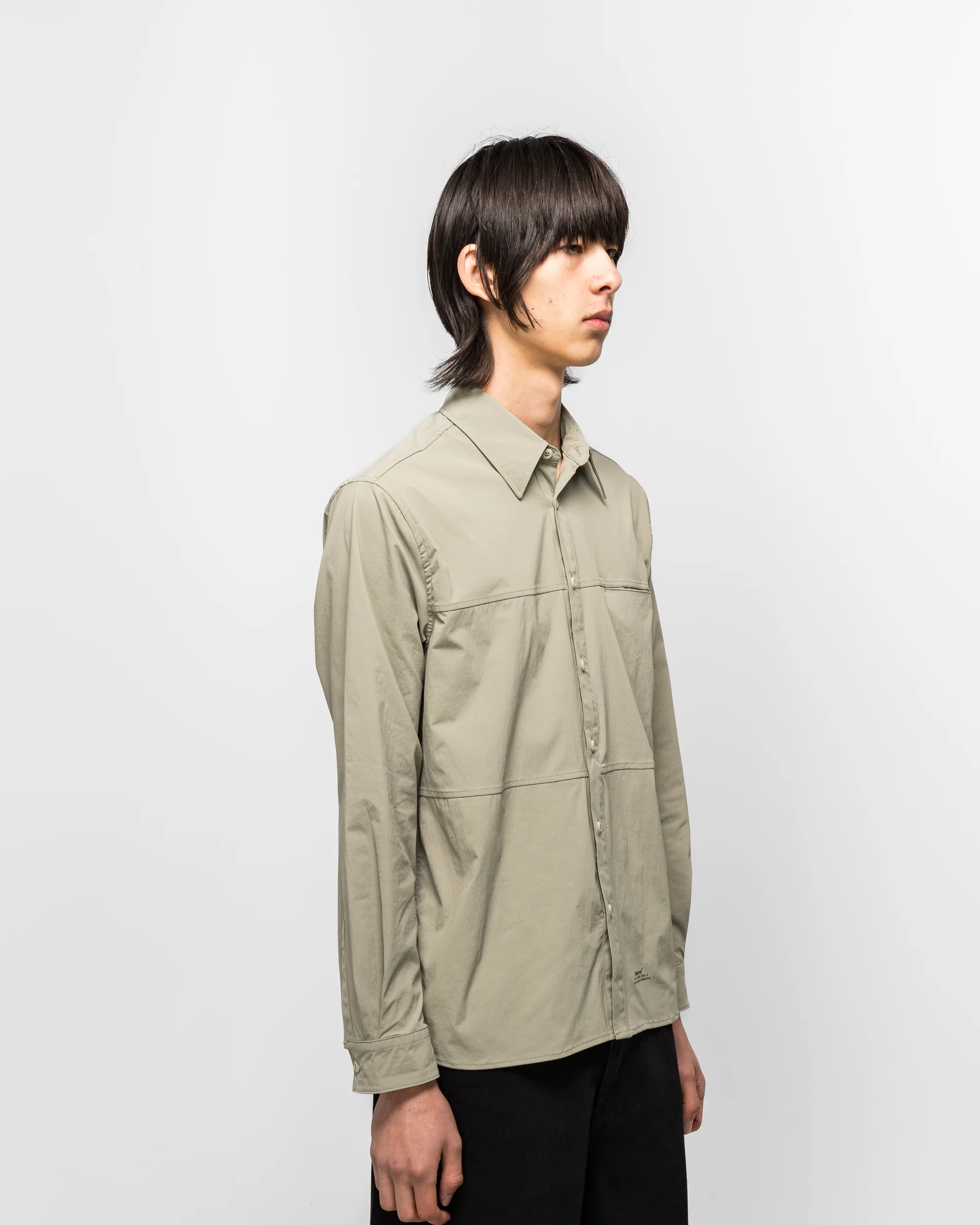 Crinkled Ripstop Panel Shirt - Sage - Image 3