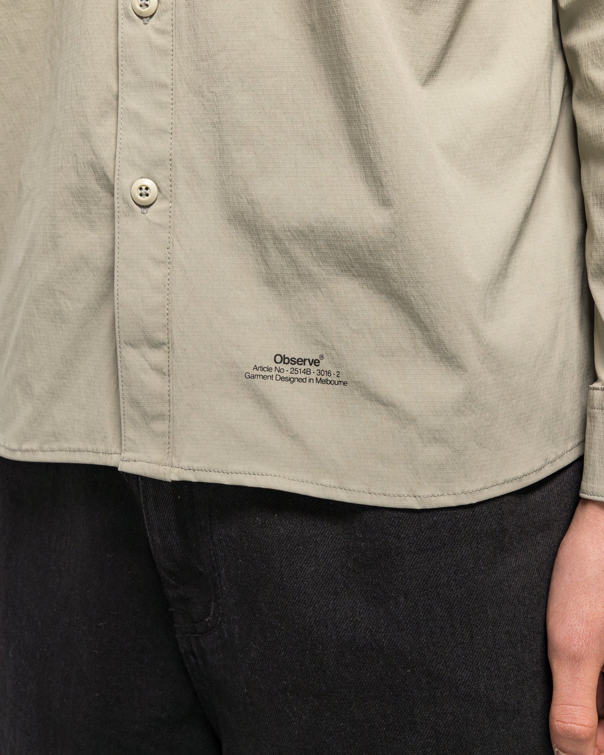 Crinkled Ripstop Panel Shirt - Sage - Image 5