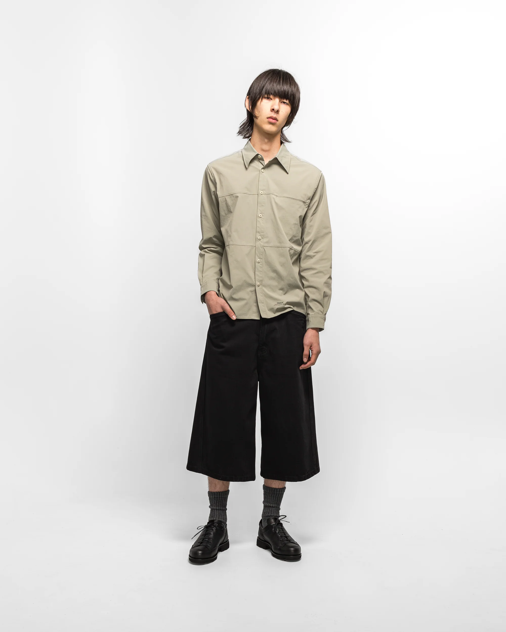 Crinkled Ripstop Panel Shirt - Sage - Image 7