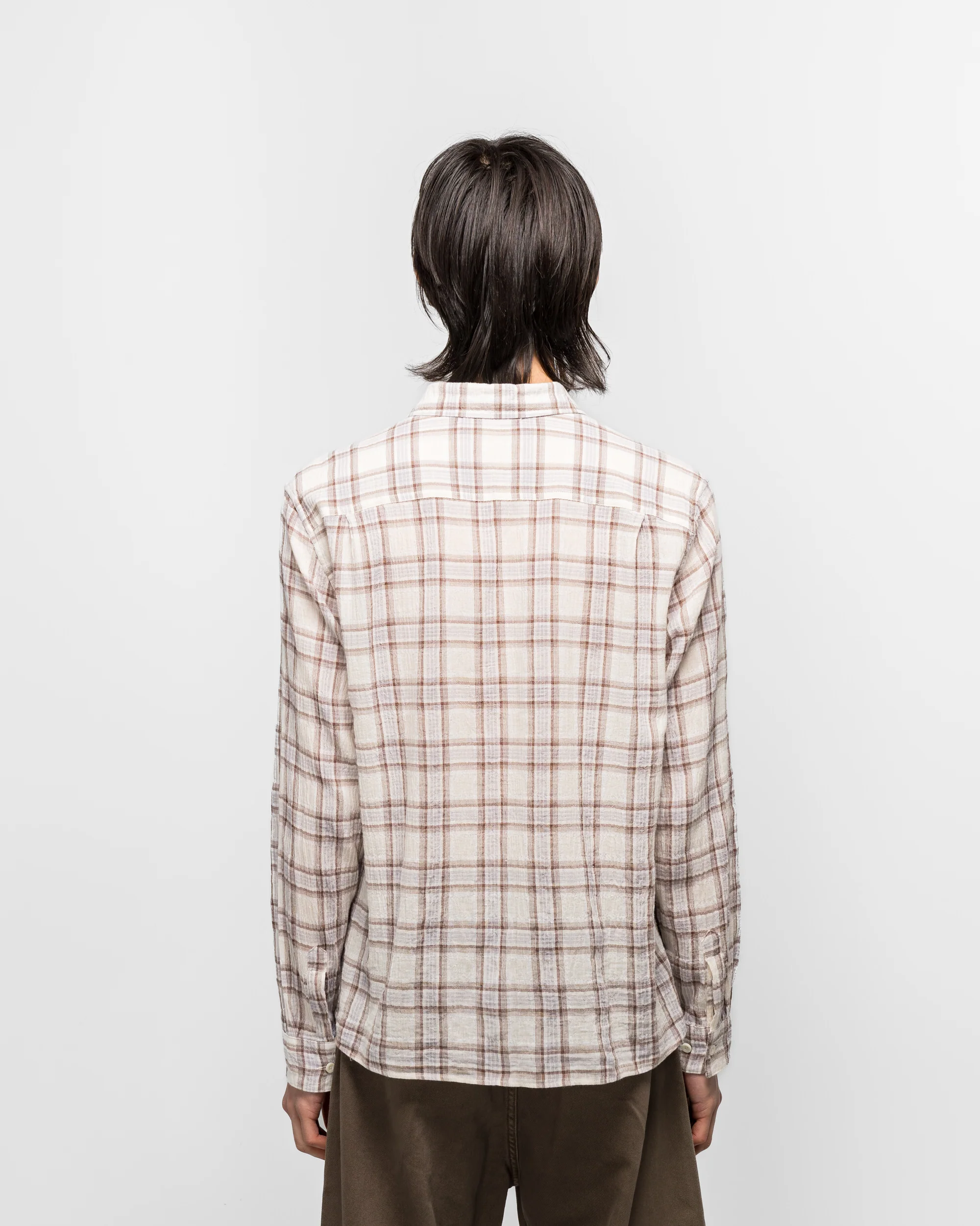 Seersucker Plaid Shirt - Brown/Blue - Image 4