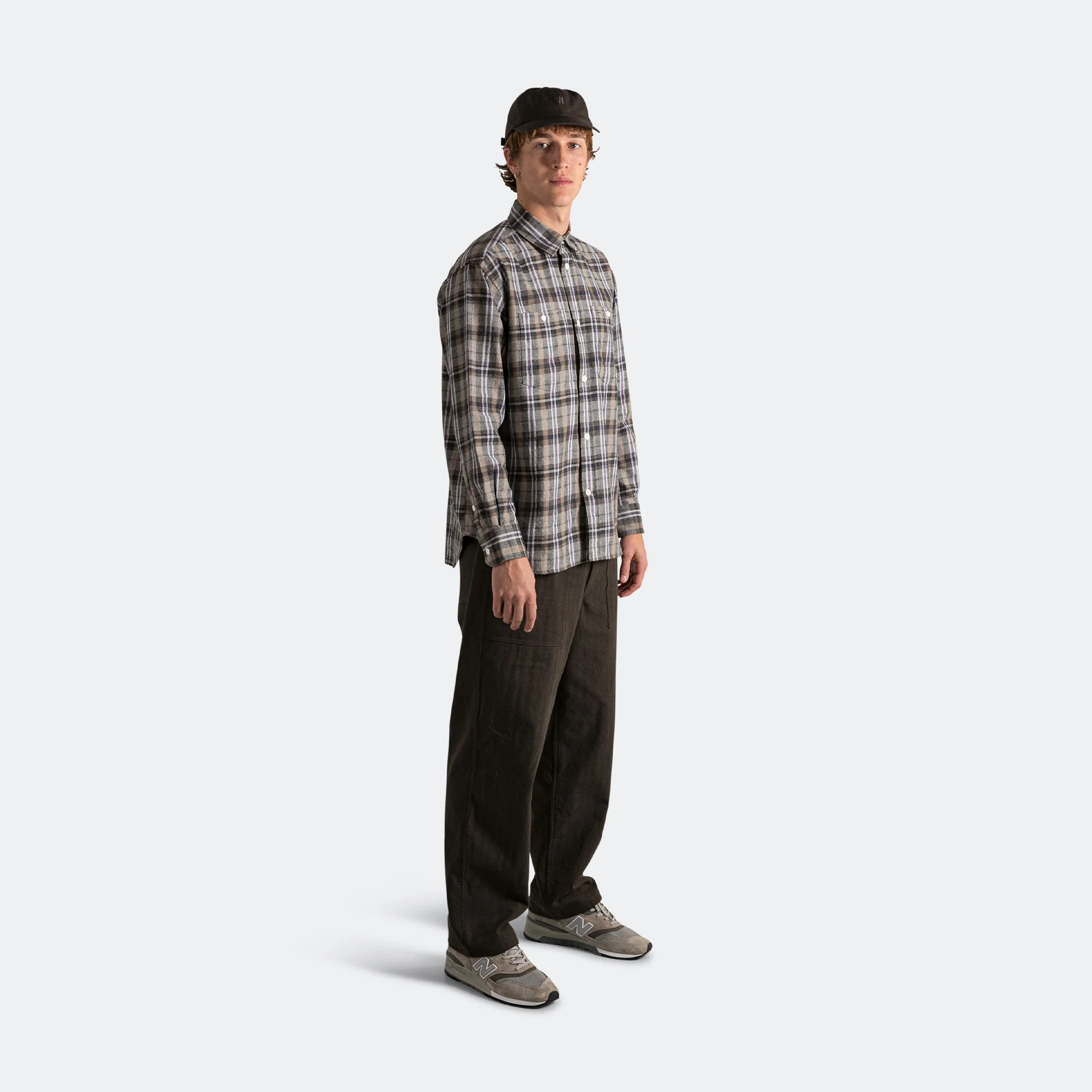 Ole Oversized Check Shirt x UP THERE - Charcoal Grey - Image 3