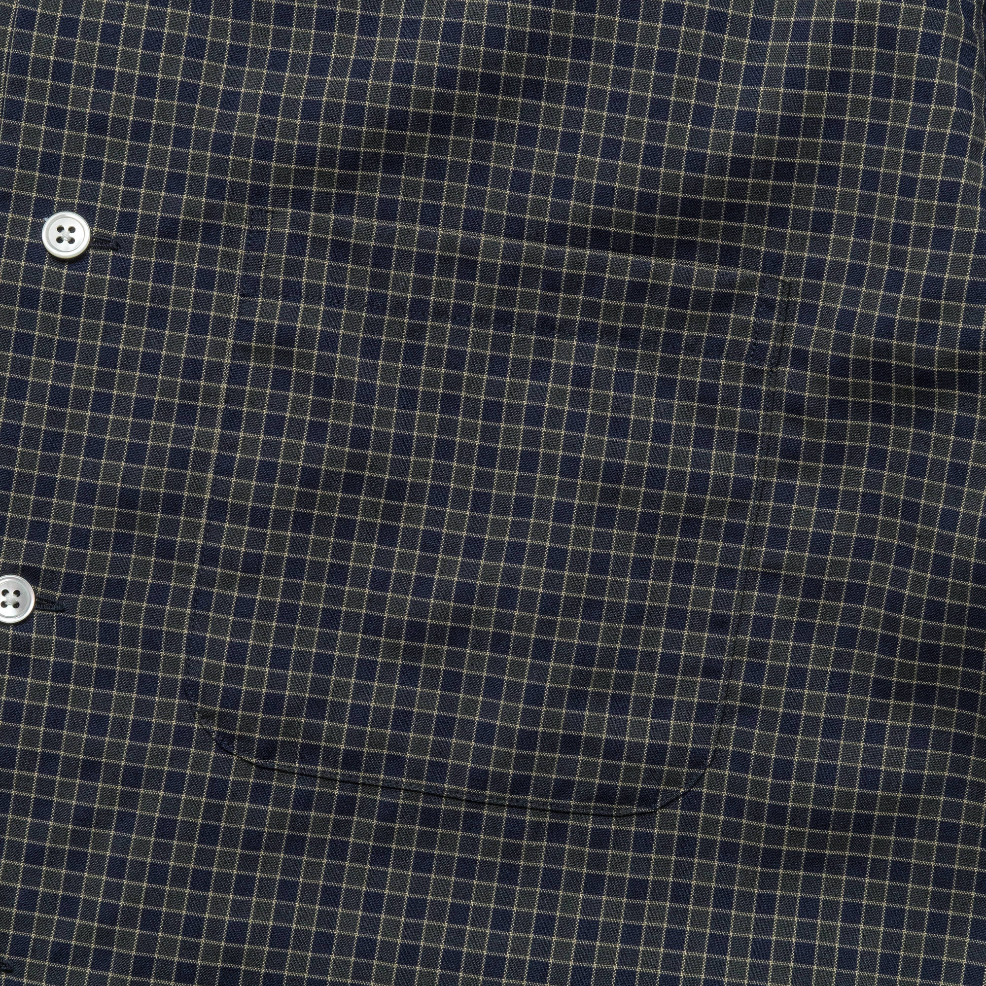 Open Collar Washable Wool Plaid - Green - Image 3