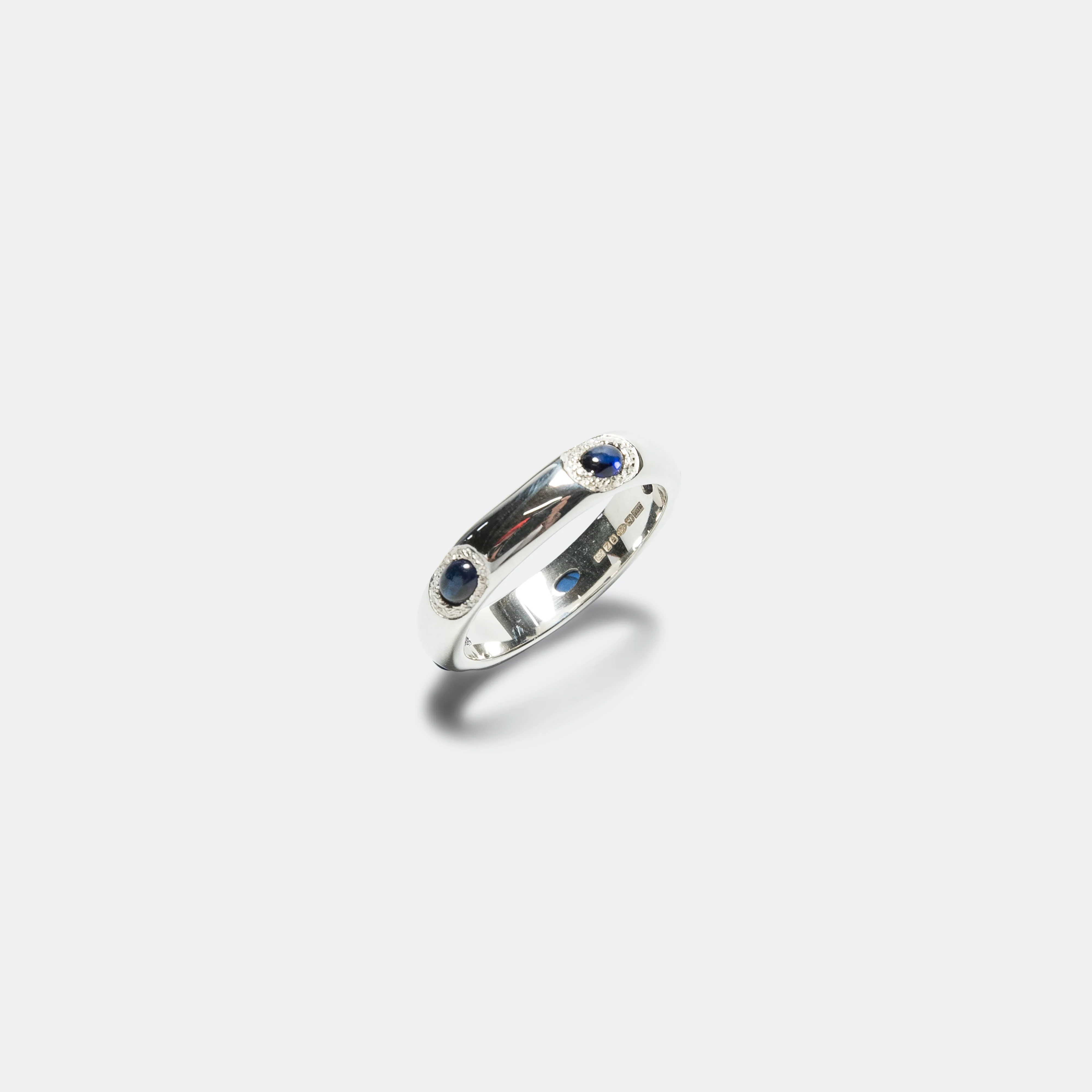 Oval Cabachon Band (Blue) - 925 Silver - Image 2
