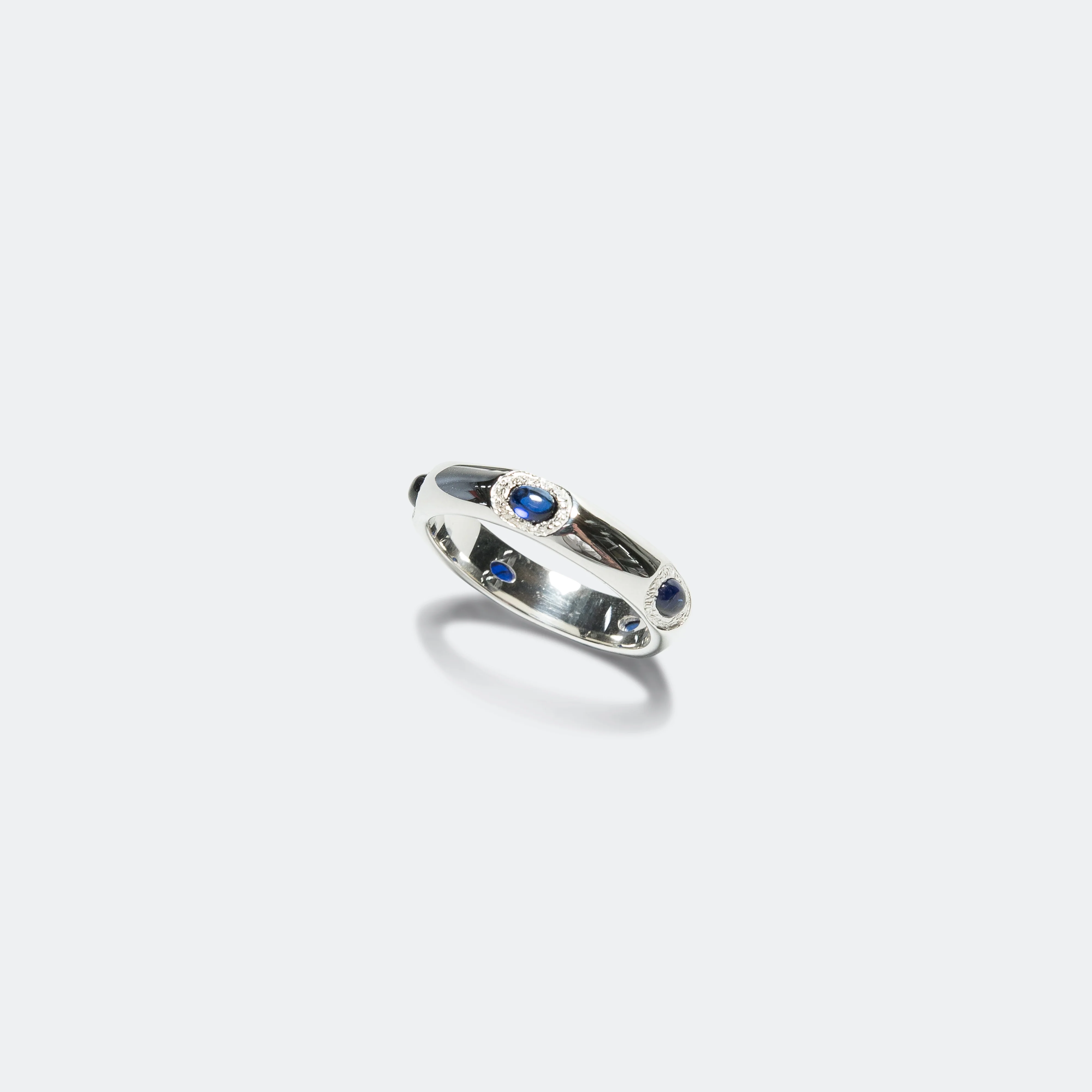 Oval Cabachon Band (Blue) - 925 Silver - Image 3