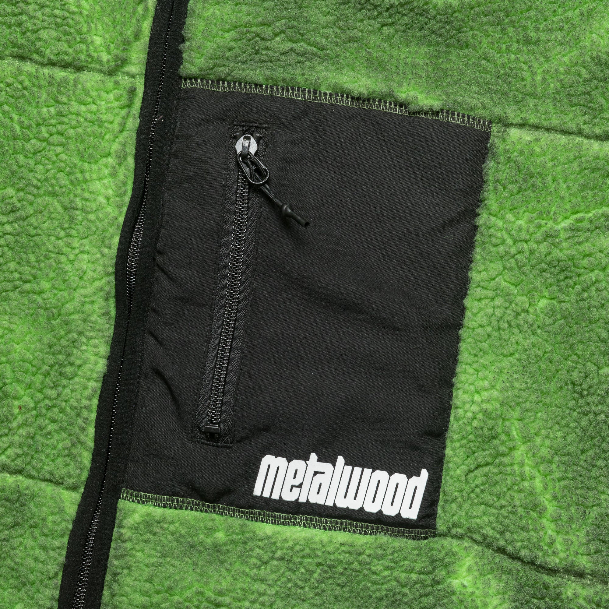 Painted Sherpa Fleece Lined Jacket - Green - Image 3