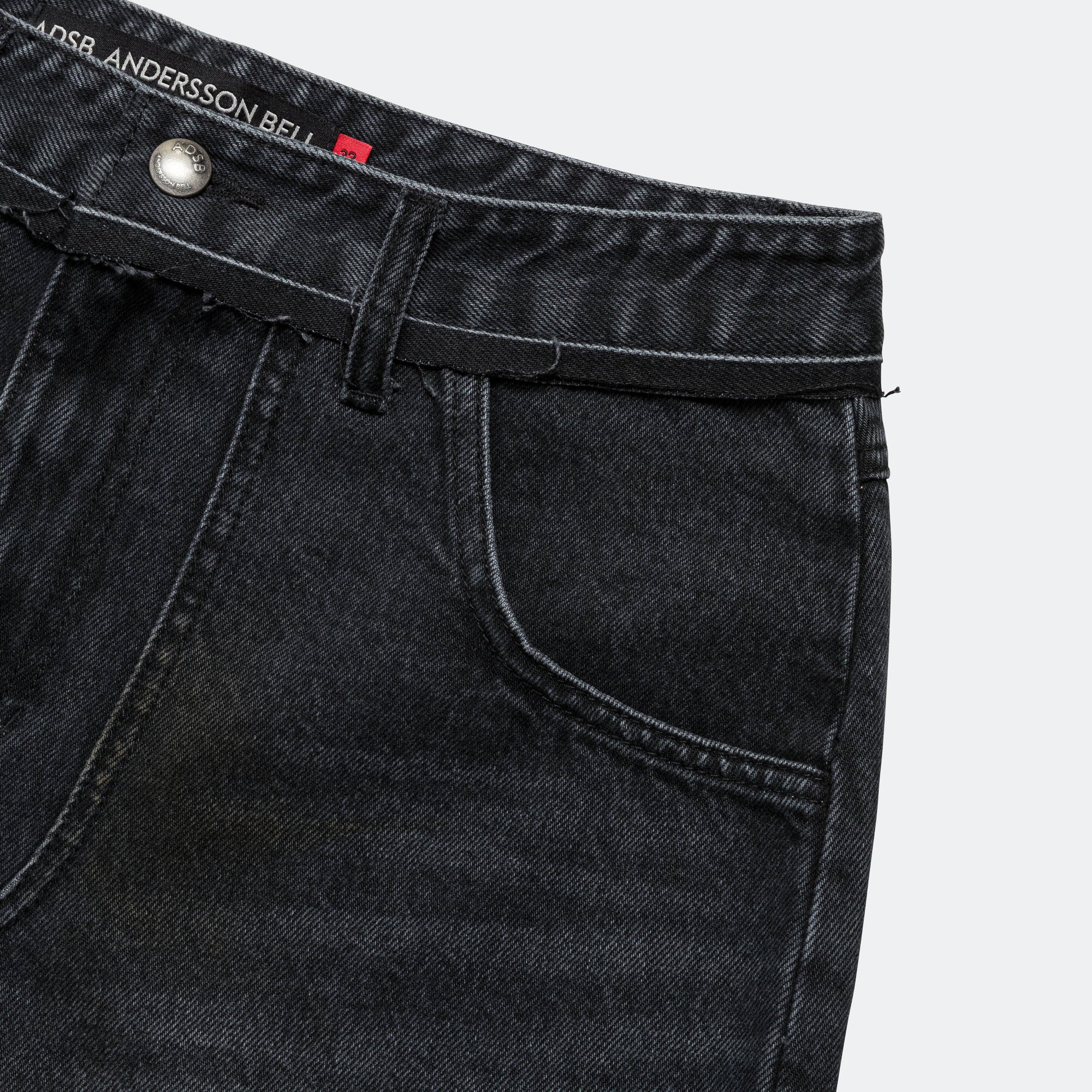 Patchwork Denim Shorts - Black - Image 5