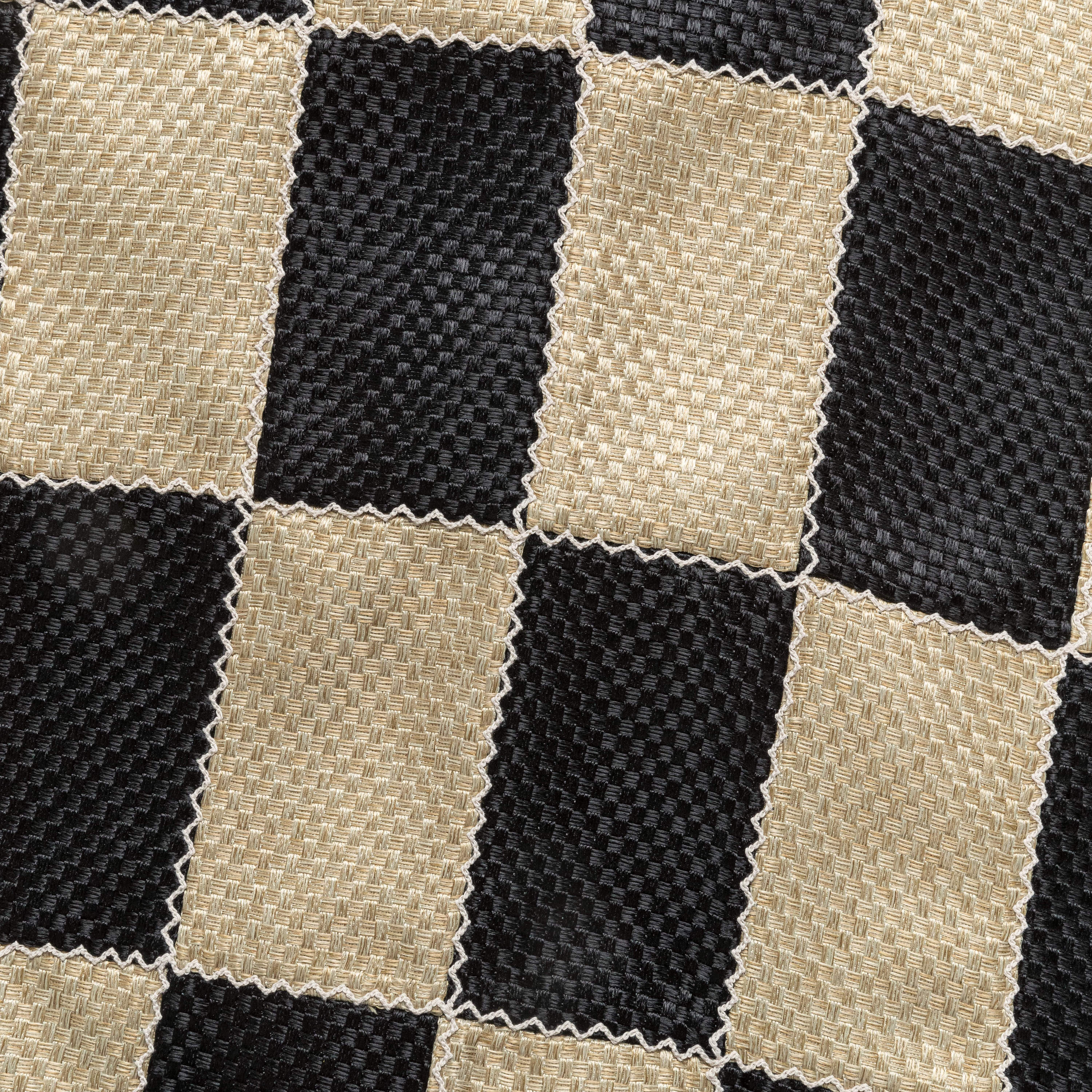 Patchwork Open Collar SS Shirt - Black/Beige - Image 8