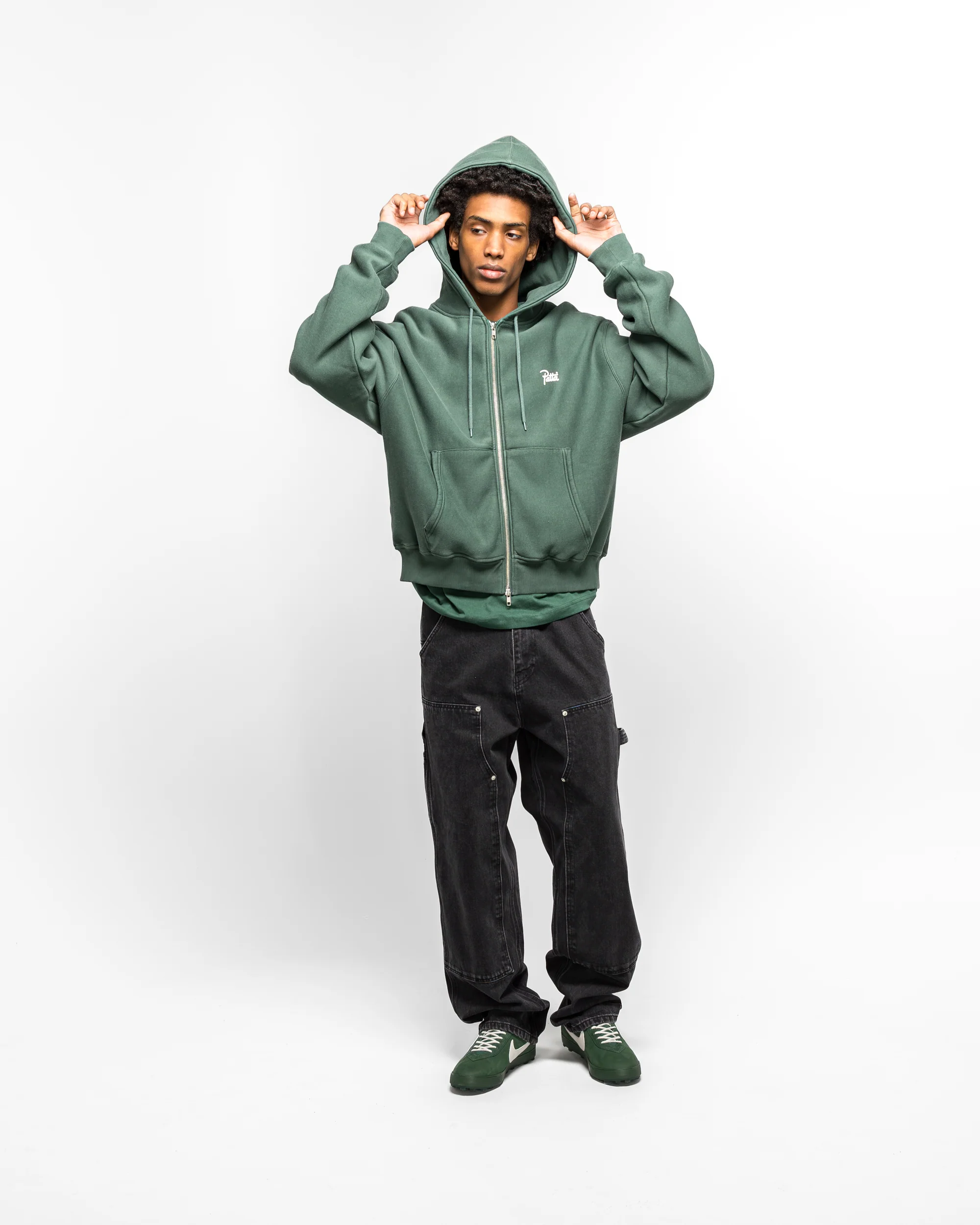 Classic Zip-Up Hooded Sweater - Bistro Green - Image 6