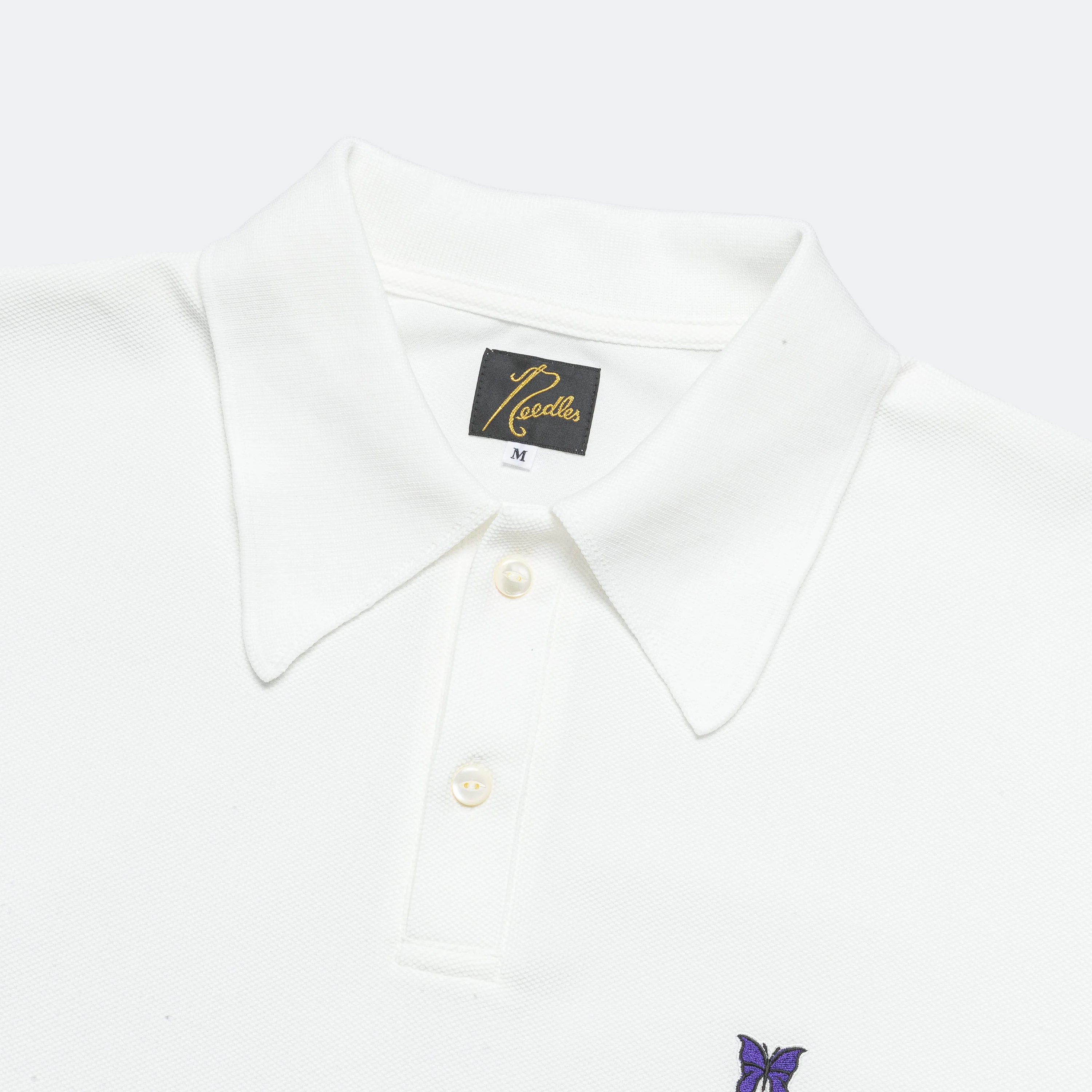 Polo SS Shirt - White Cotton Pique - Image 2
