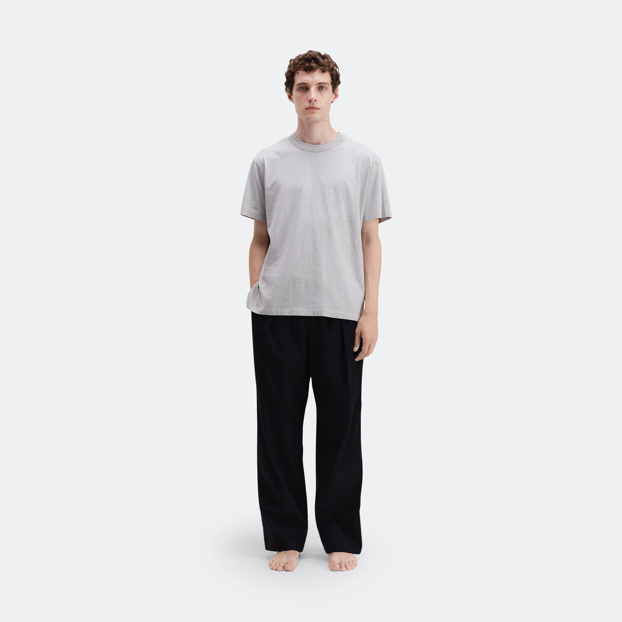 Pyjama Pants Grosgrain Side Stripe - All Black Cotton Poplin - Image 2