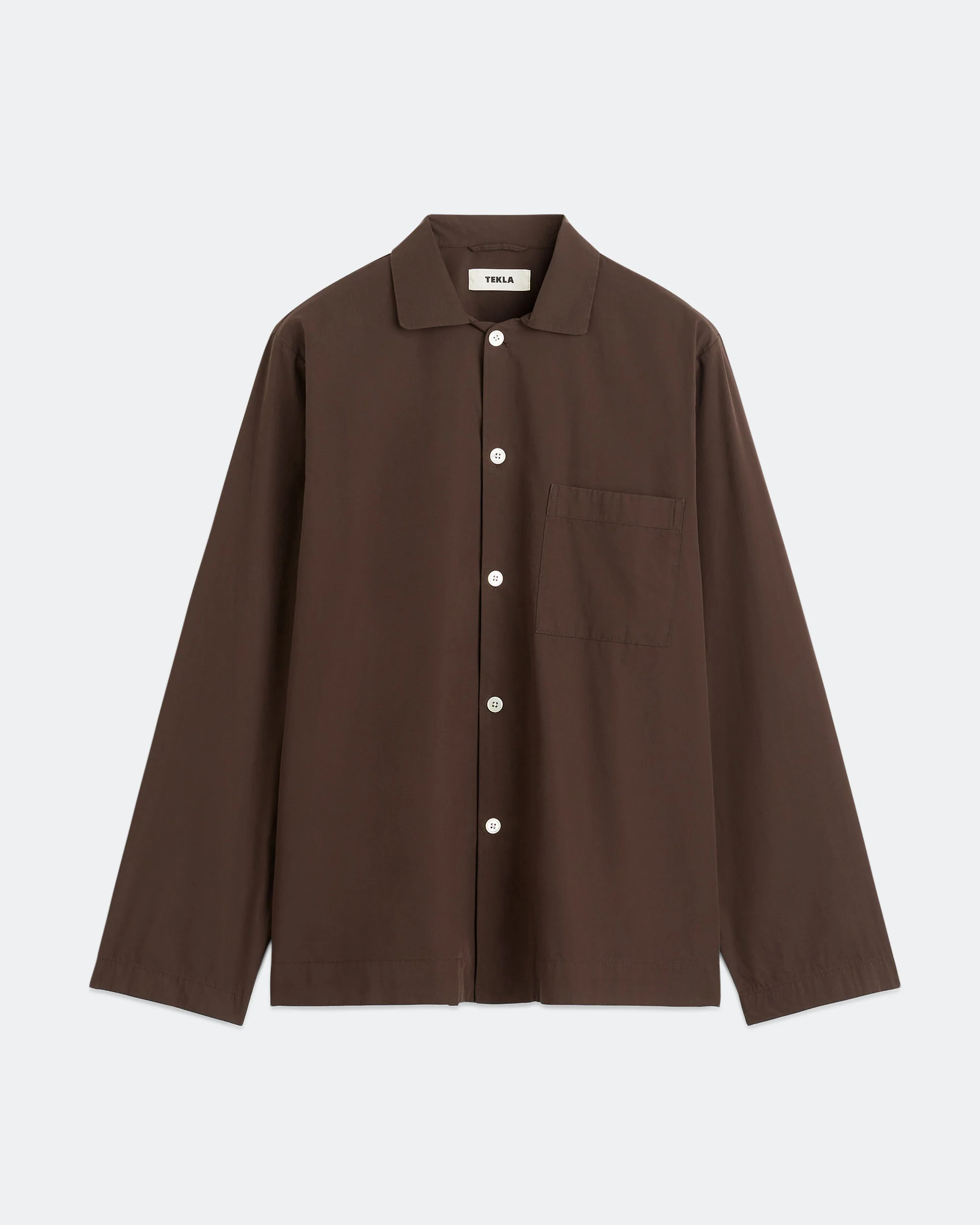 Pyjama Shirt - Coffee Cotton Poplin
