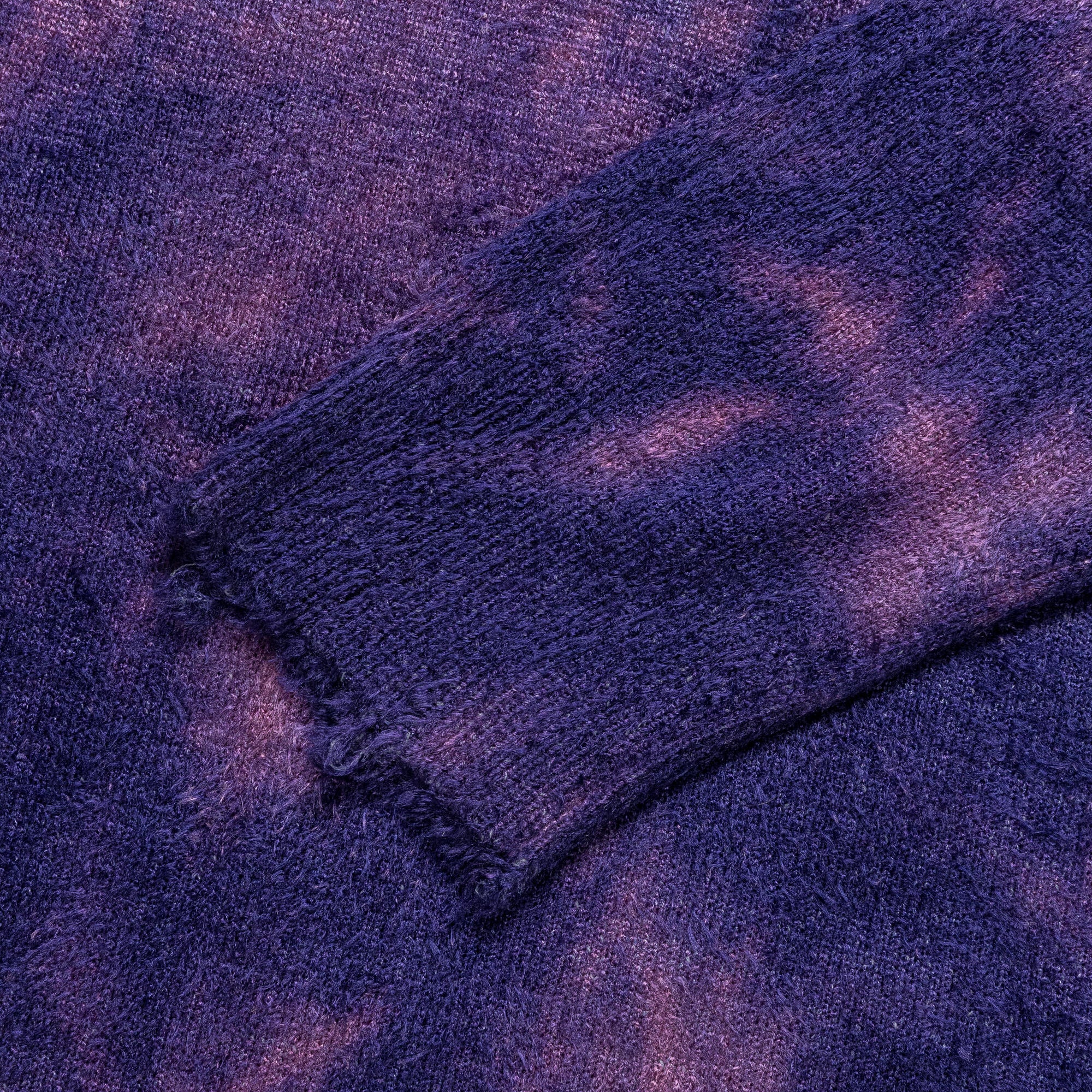 Rayon Mole Yarn Jersey Uneven Dye Knit Crew - Navy/Purple - Image 3