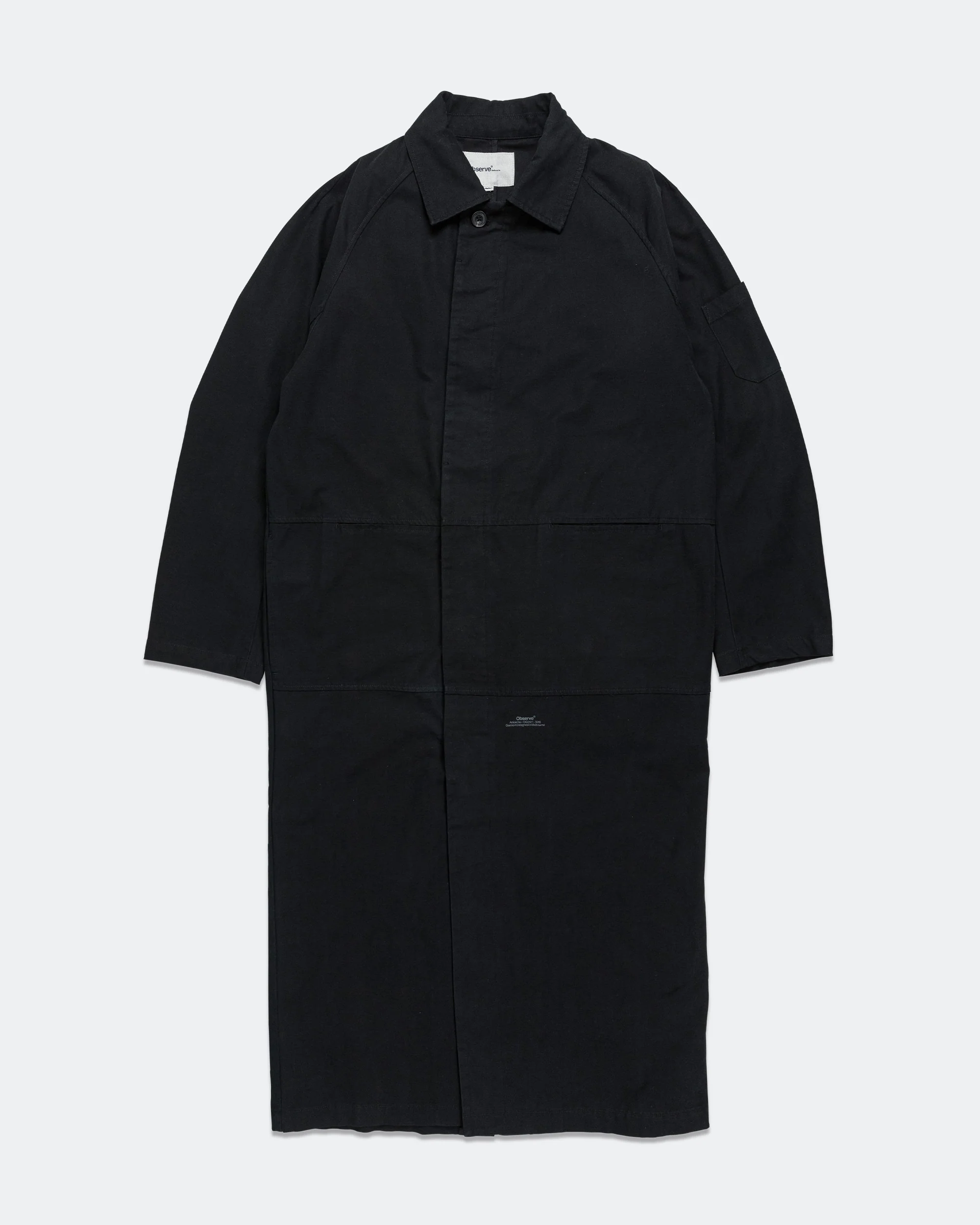 Reverse Twill Panel Trench - Black