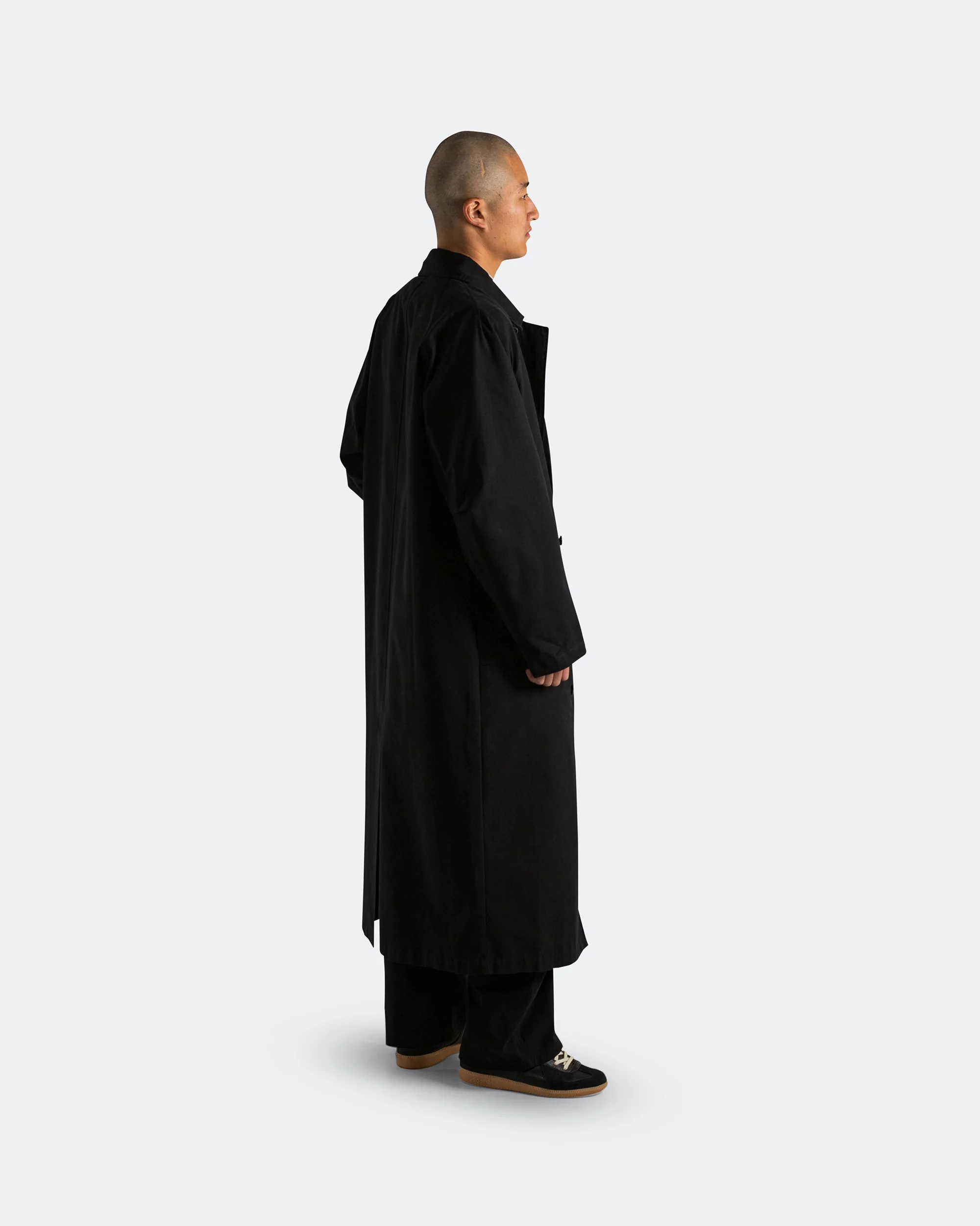 Reverse Twill Panel Trench - Black - Image 3