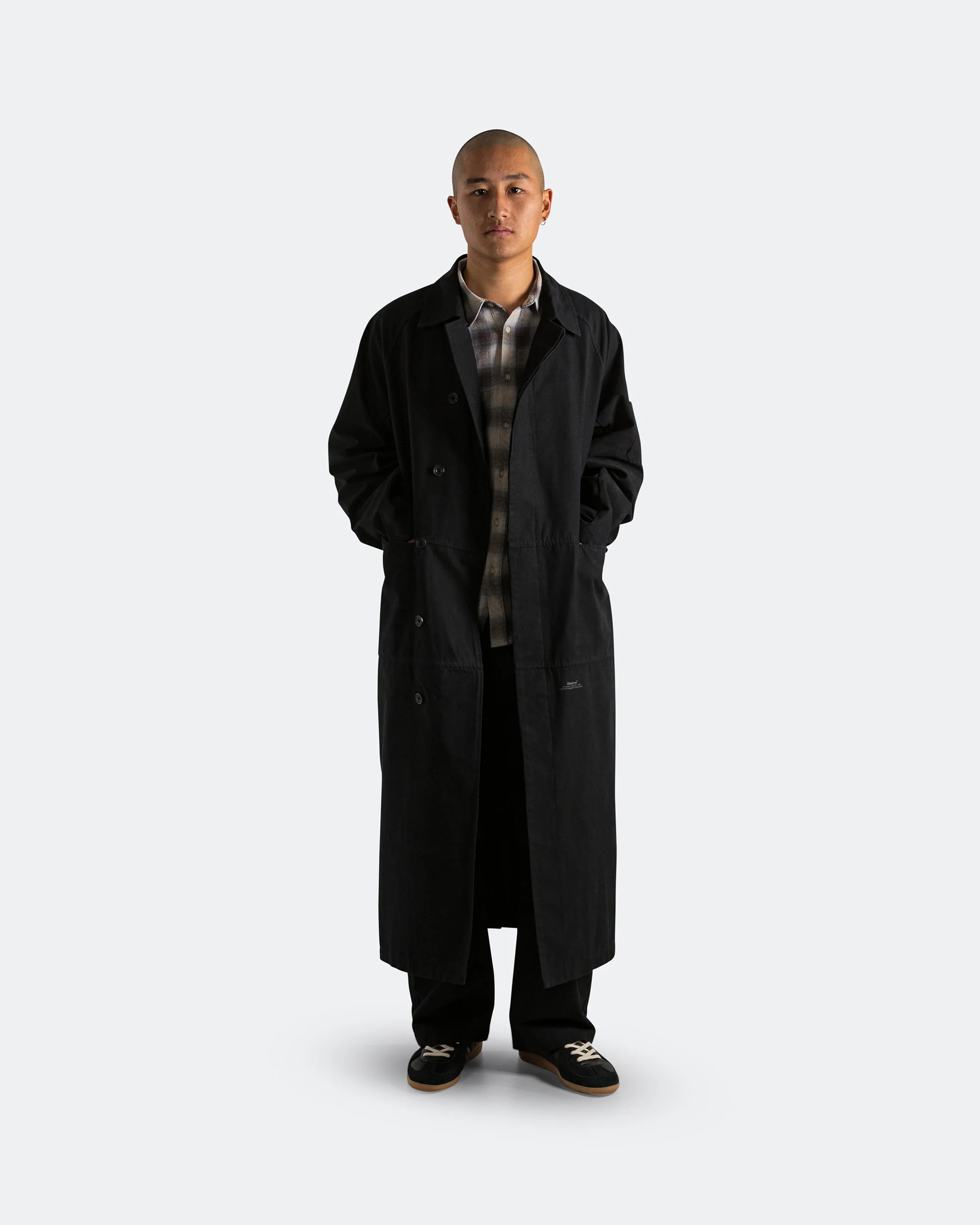Reverse Twill Panel Trench - Black - Image 6