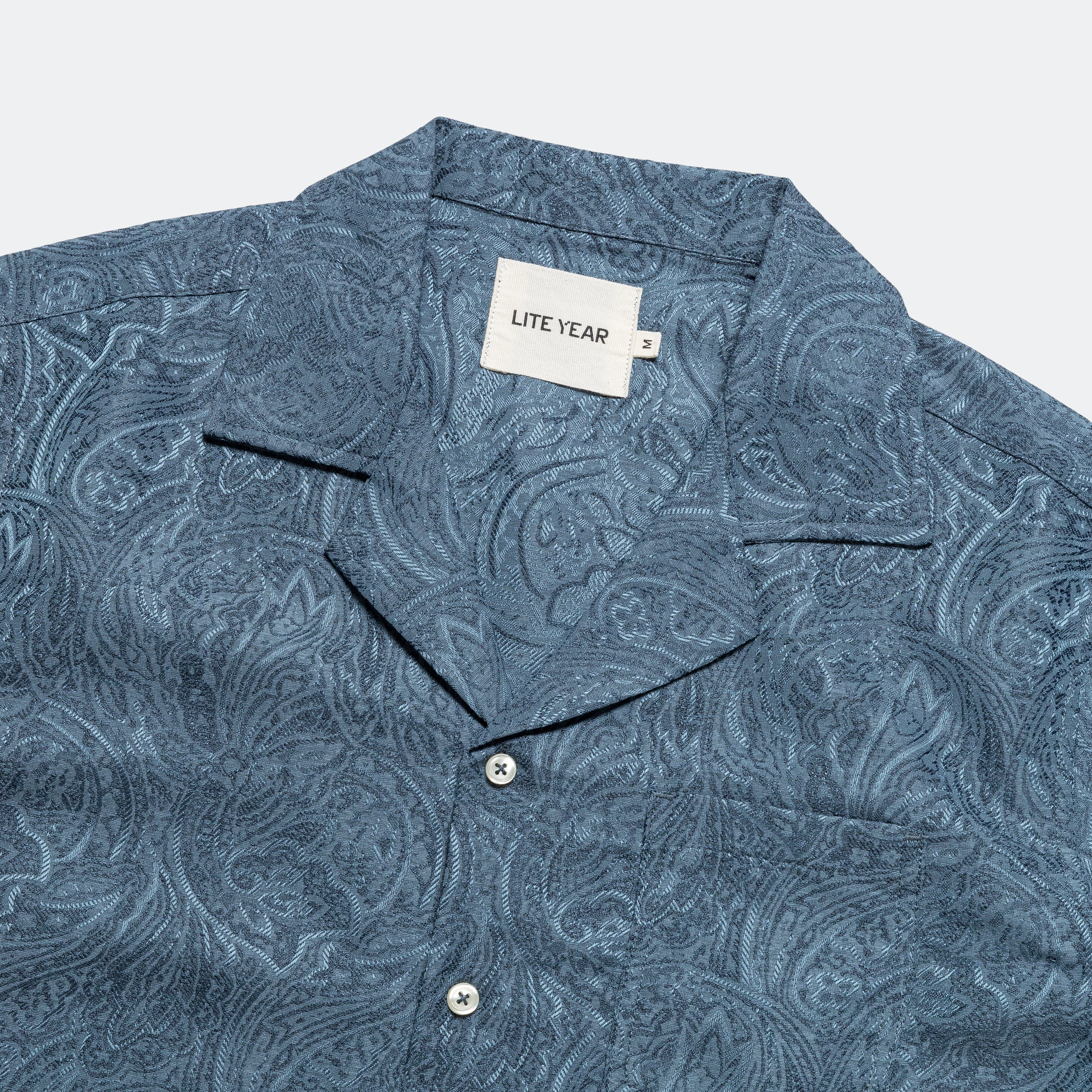 Short Sleeve Camp Collar - Blue Paisley - Image 2