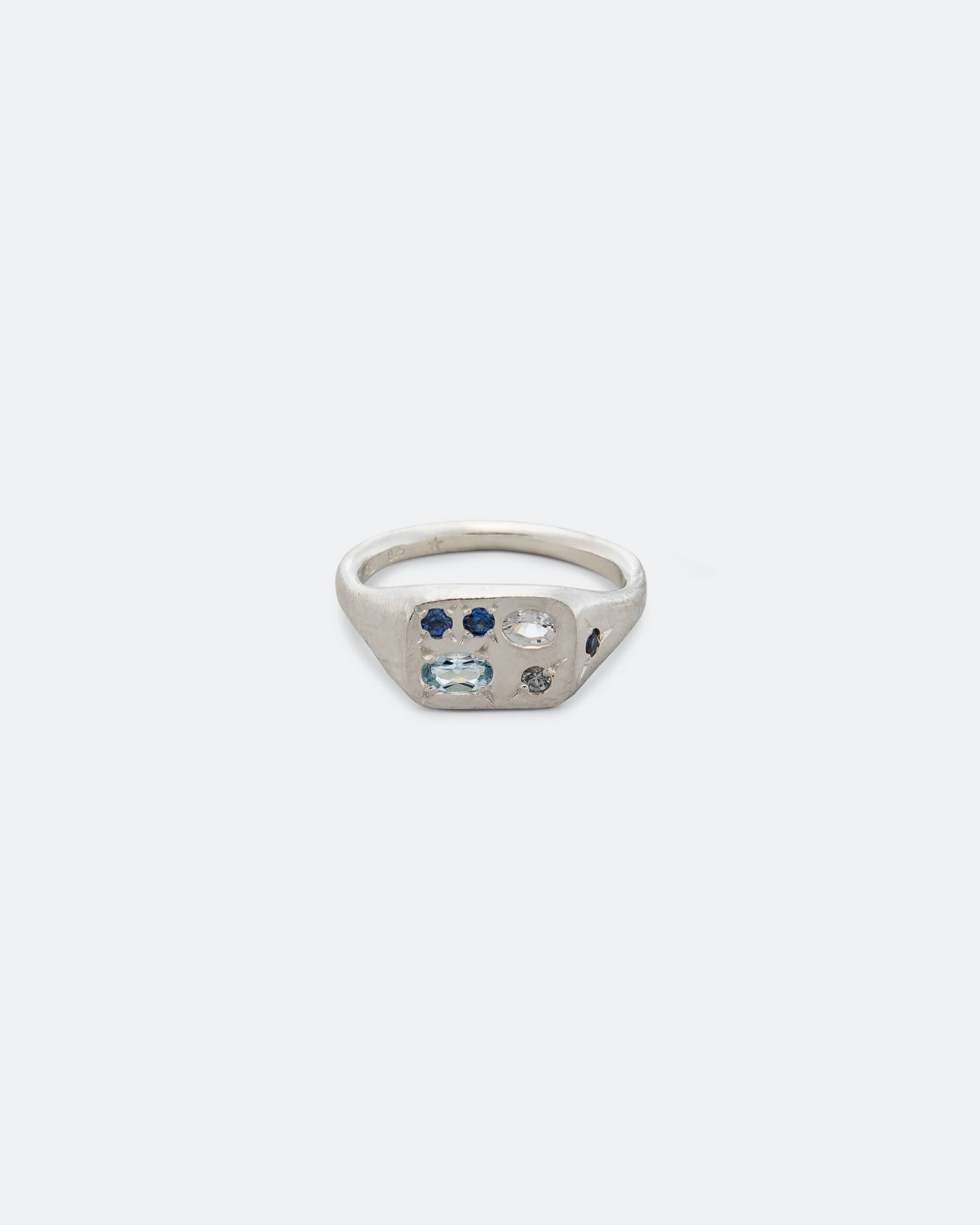 Slim Tablet Ring - 925 Silver/Aqua