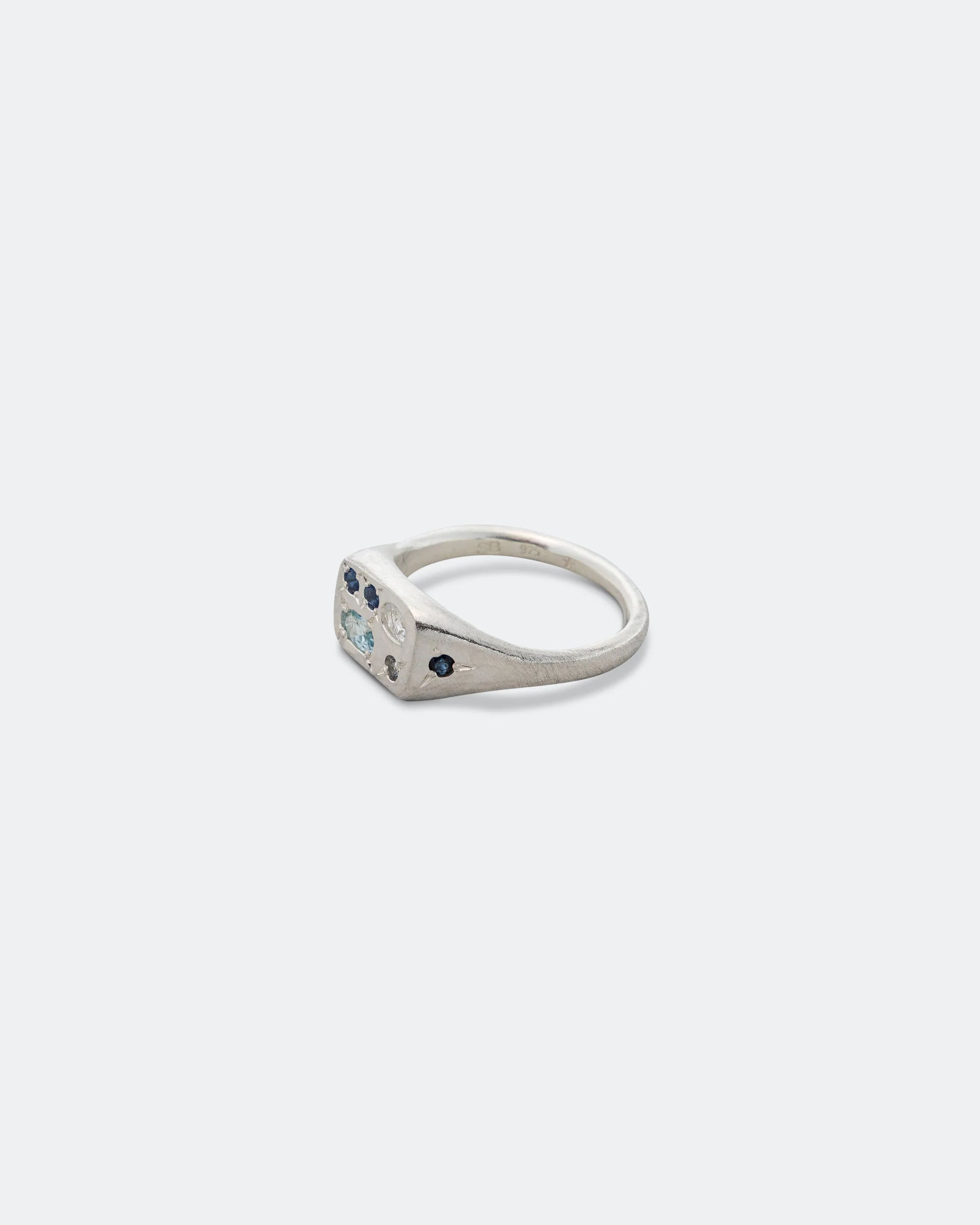 Slim Tablet Ring - 925 Silver/Aqua - Image 3