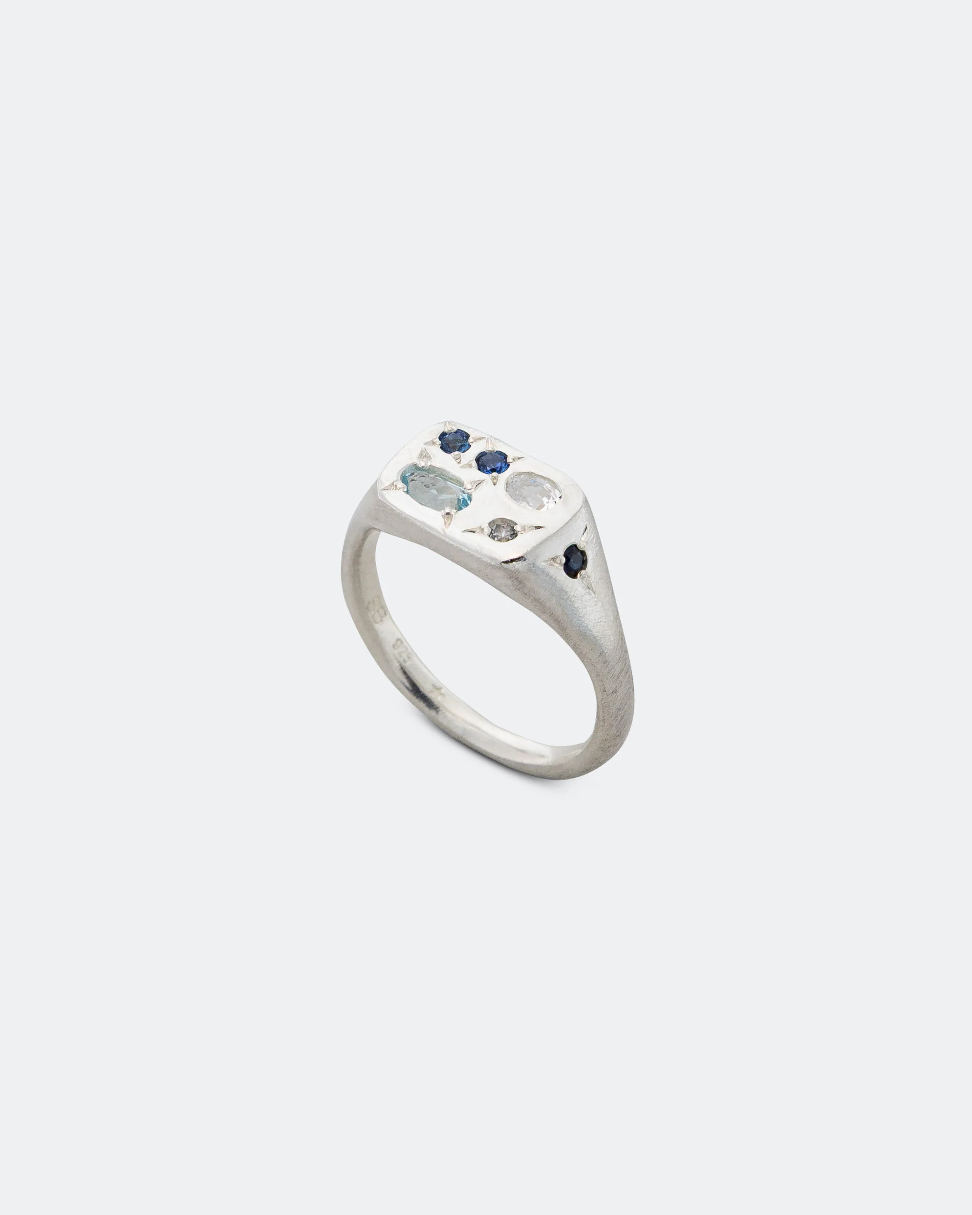 Slim Tablet Ring - 925 Silver/Aqua - Image 4