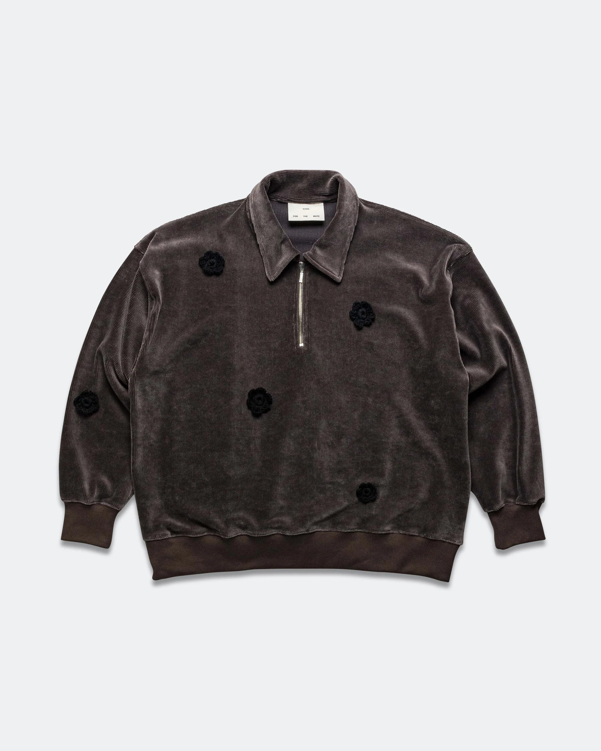 Daisy Quarter Zip Jumper - Charcoal Corduroy Jersey