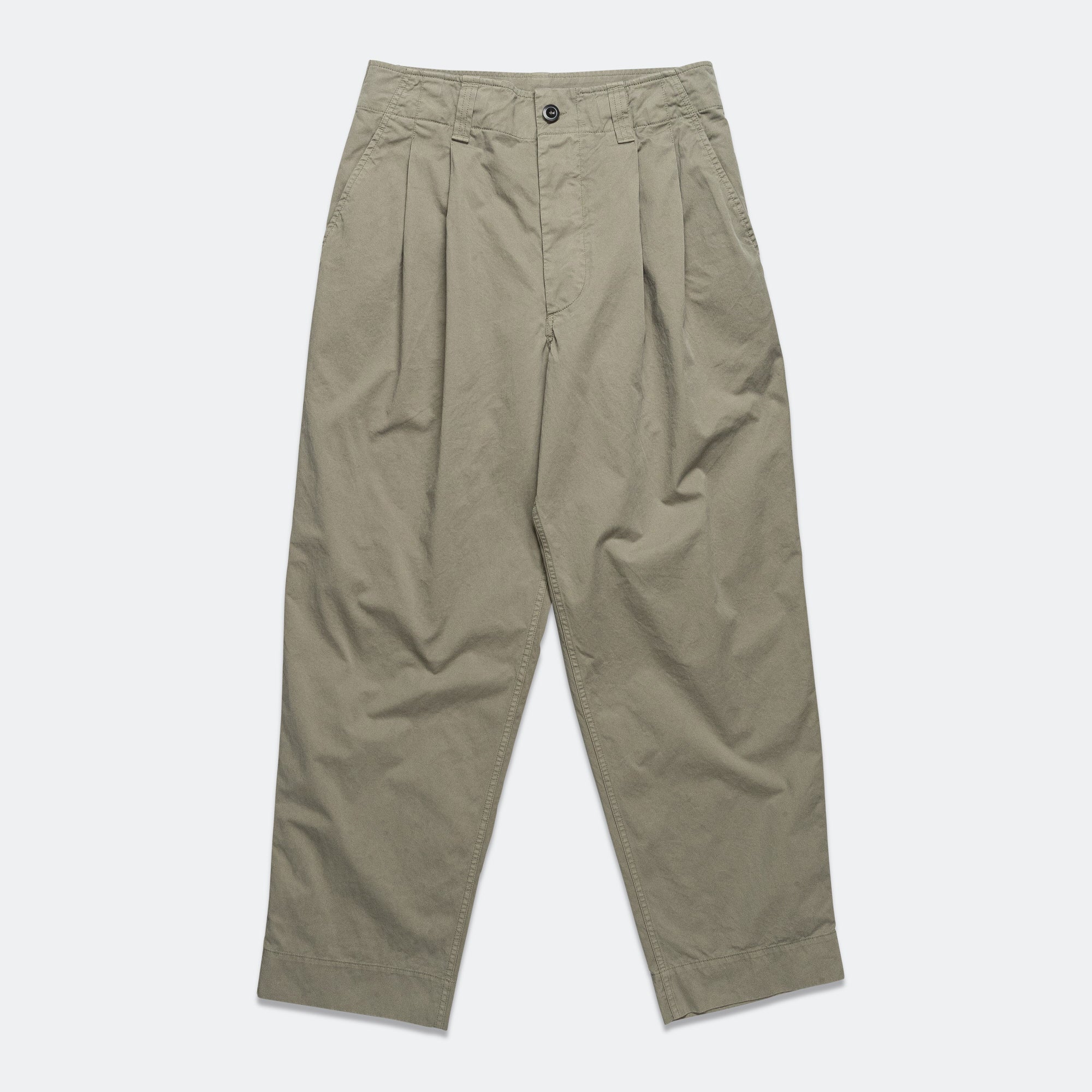 Stitch Pleat Trouser - Tough Cotton Twill Eucalyptus