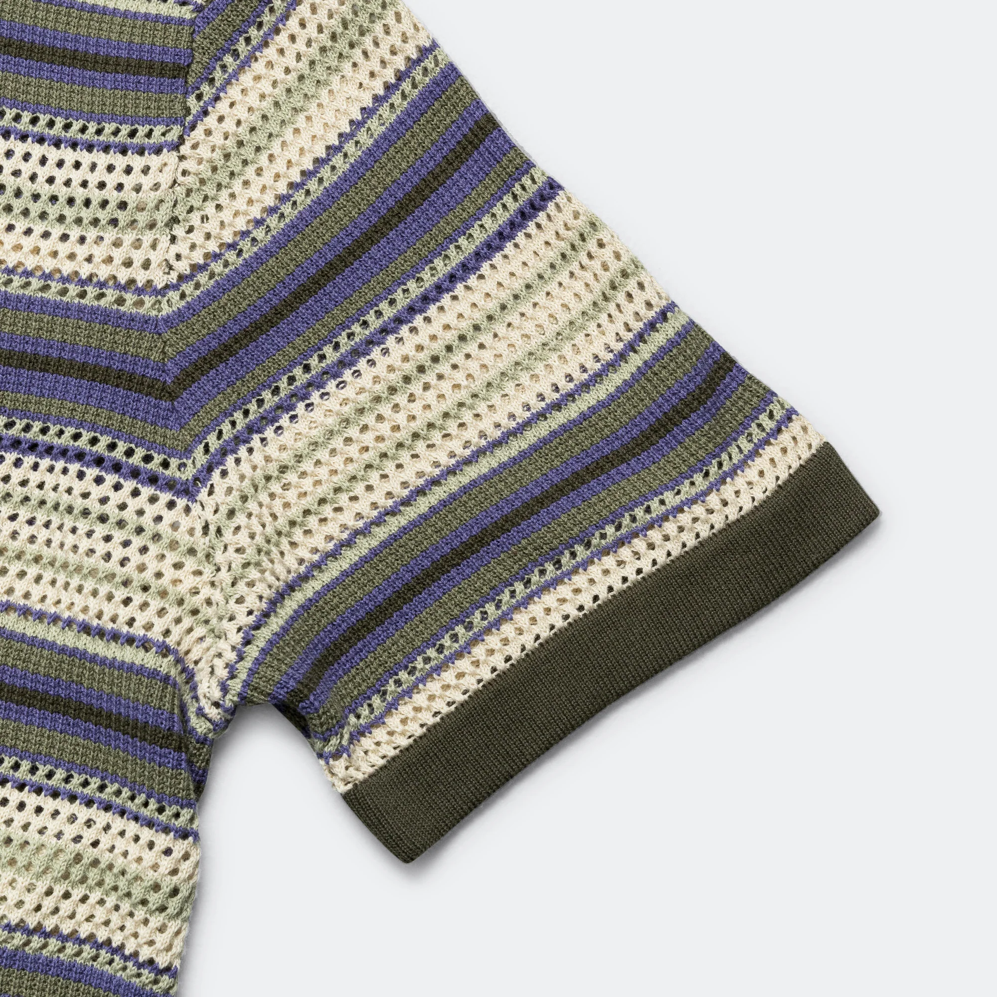 Stripe SS Knit Polo - Ivory - Image 3