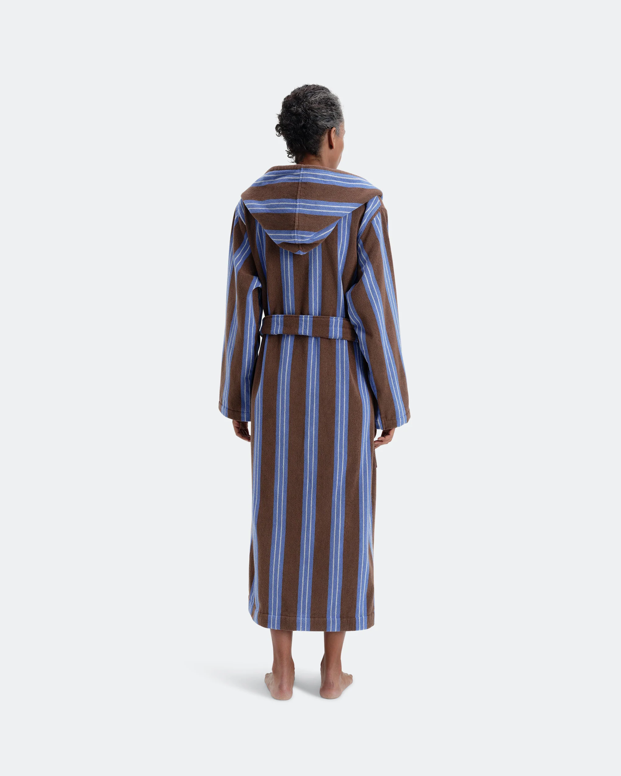 Hooded Bathrobe - Chestnut Stripes - Image 5