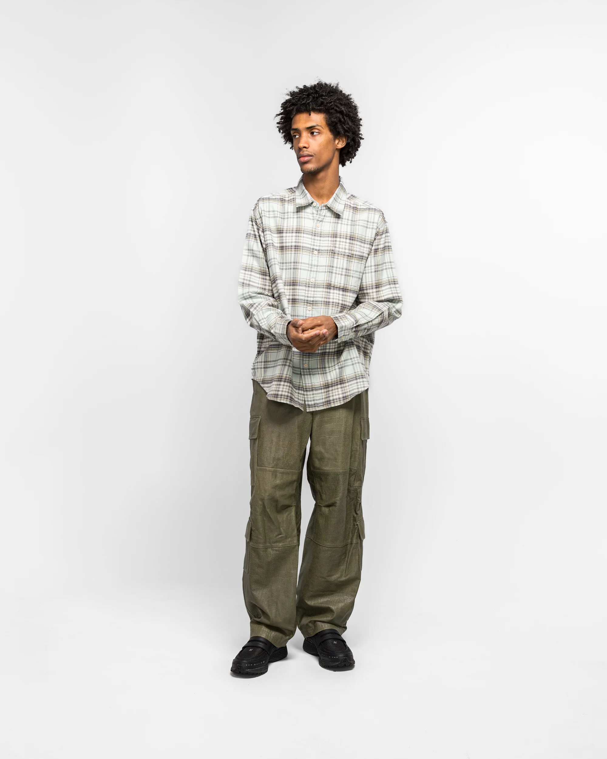 Flannel Check Shirt - Sage - Image 6